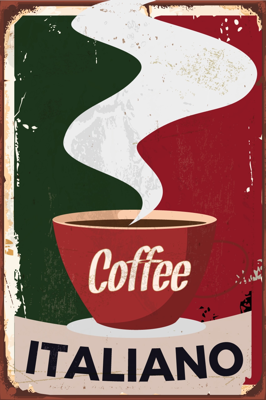 queence Alu-Dibond-Druck »Coffee Italiano«, Kaffee-Kaffee Bilder-Sprüche, Coffee, Kaffee, Küche, Sprüche, Schild