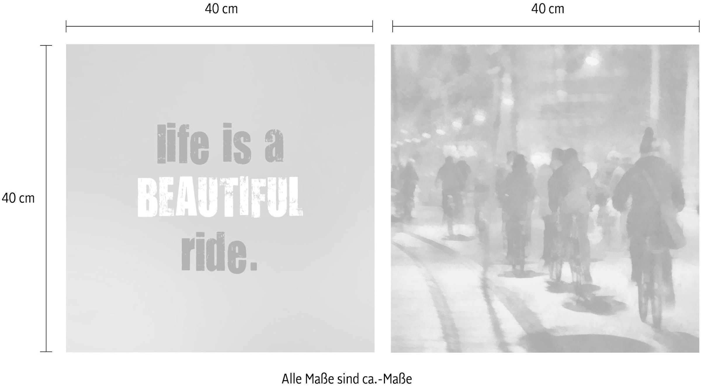 queence Leinwandbild »Beautiful«, Motivationsbilder-Fahrzeuge-Fahrräder-Kunst-Modern-Spa-Spa Bilder-Sprüche-Sprüche & Texte-Schriftzug-Schriftzüge, (Set), Premium-Leinwandstoff, Handarbeit aus Deutschland, Spruch, 2er Set