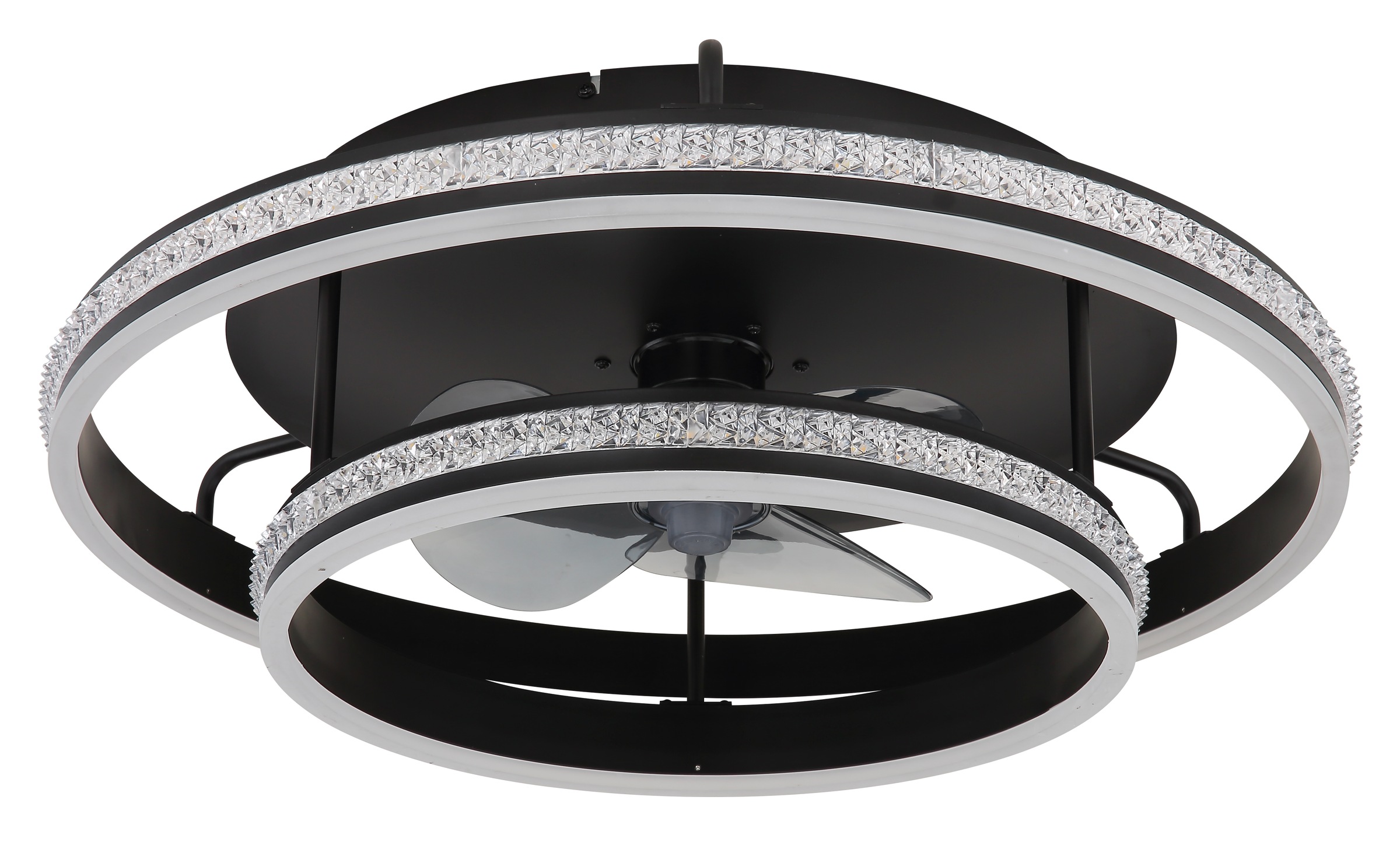GLOBO LIGHTING Deckenleuchte »KENDALL« LED-Modul 1 Stk. warmweiß - kaltweiß Ventilator schwarz Kristalle Funktionen heizen-kühlen CCT