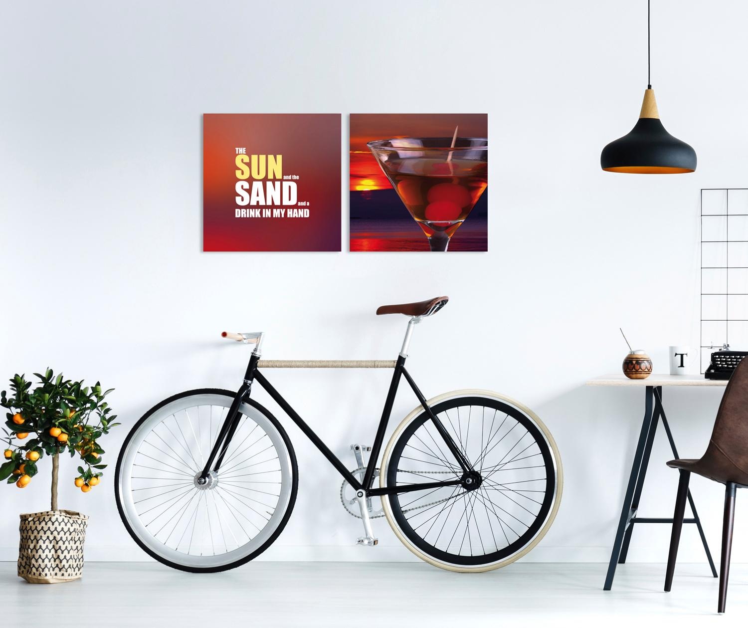 queence Leinwandbild »Sun, Sand & Drink«, Getränke-Bar & Lounges-Kunst-Mode günstig online kaufen