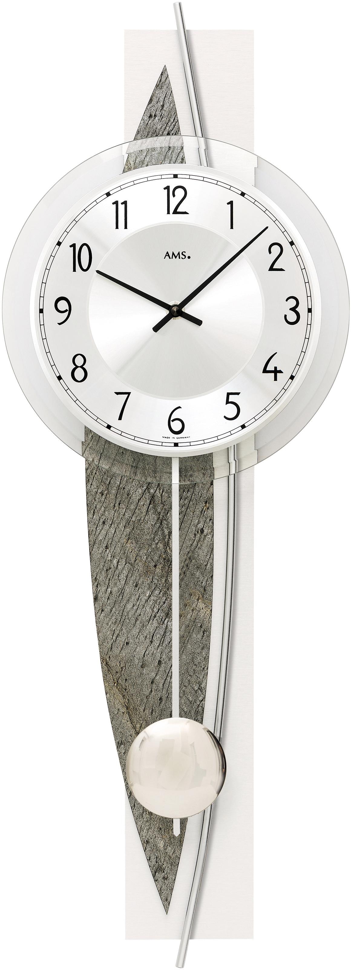 AMS Pendelwanduhr »W7456«, Quarzuhr, Holz-/Aluminiumgehäuse,Esszimmer,Wohnz günstig online kaufen
