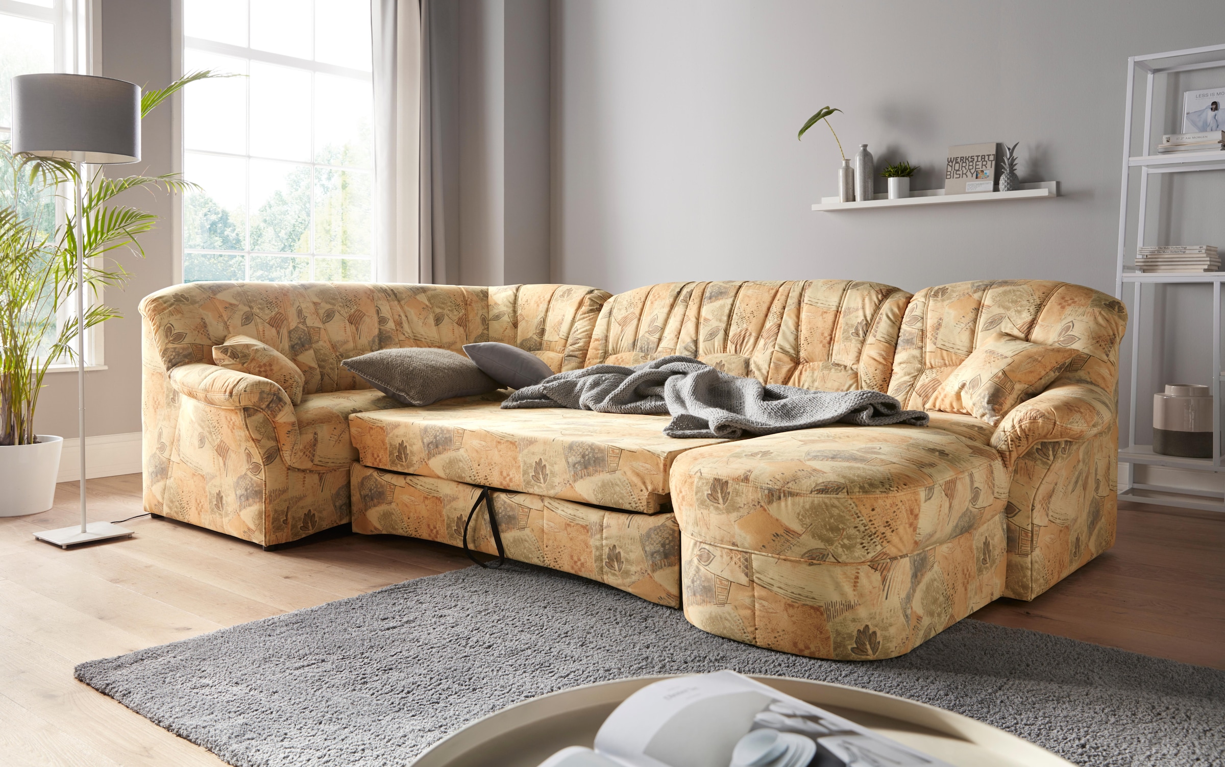 DOMO collection Wohnlandschaft »Bahia mit viel Platz, zeitloses Design, U-Form«, wahlweise mit Bettfunktion
