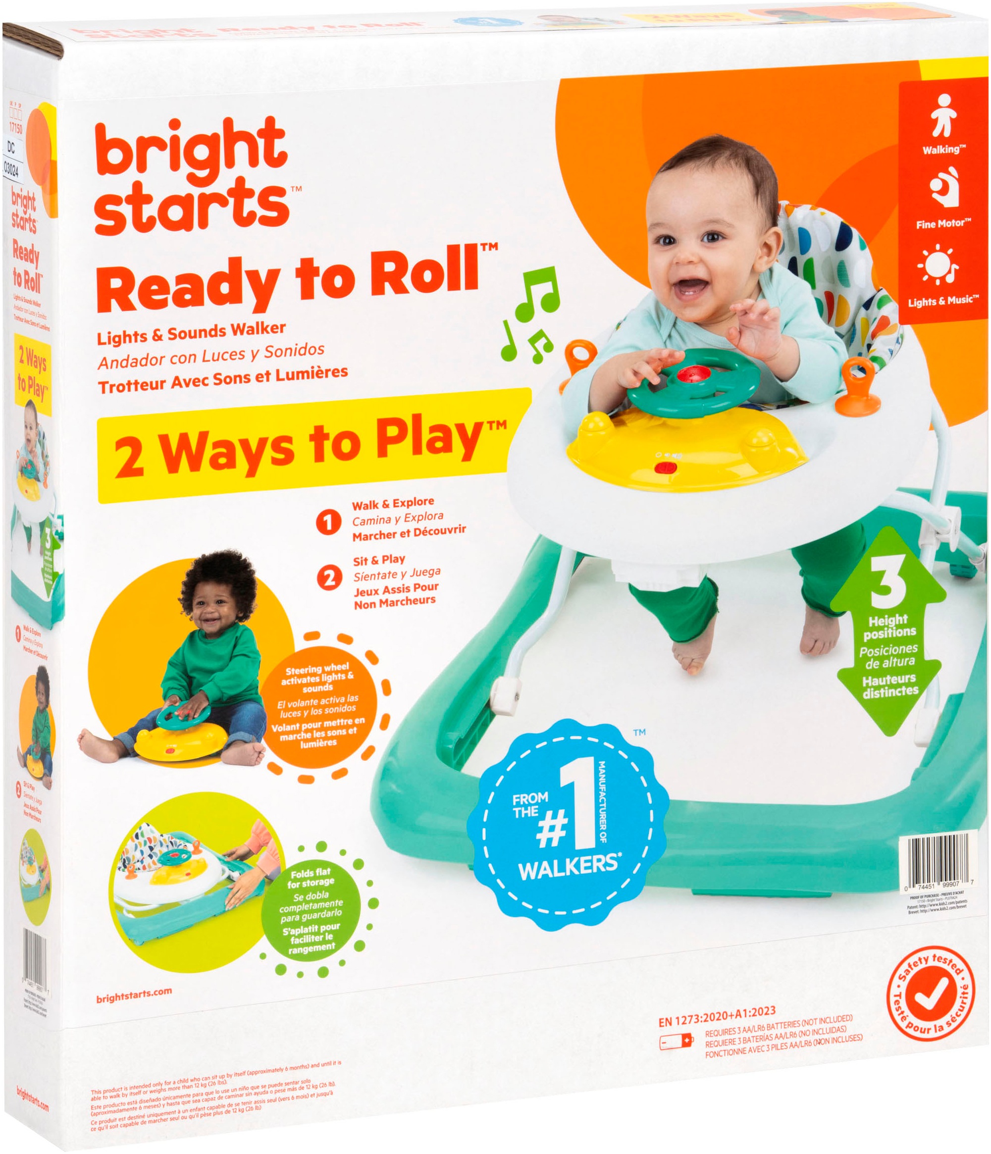 Bright Starts Lauflernhilfe »Ready to Roll Lights & Sounds Walker«, mit Licht- und Soundeffekt