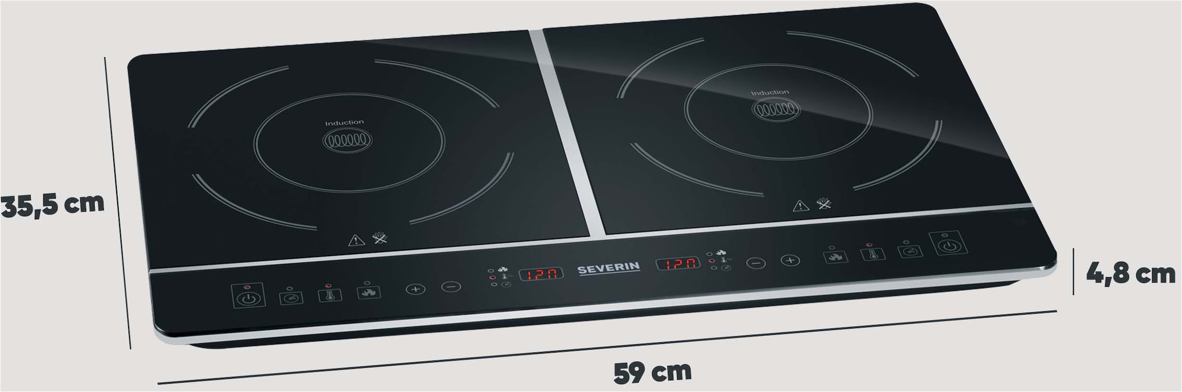 Severin Doppel-Induktionskochplatte »DK 1031« Timerfunktion, automatische Topferkennung, Glaskeramik