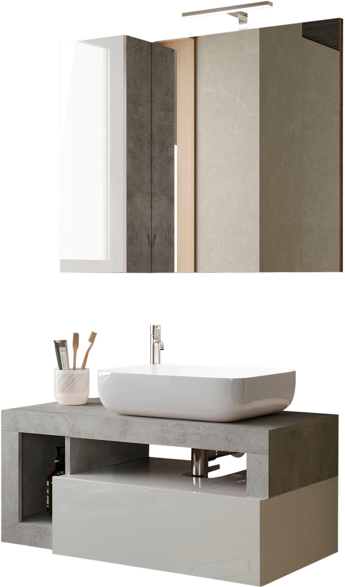 welltime Badmöbel-Set »Hamburg, Badezimmerset 2tlg. Breite 92 cm, Badmöbel, günstig online kaufen