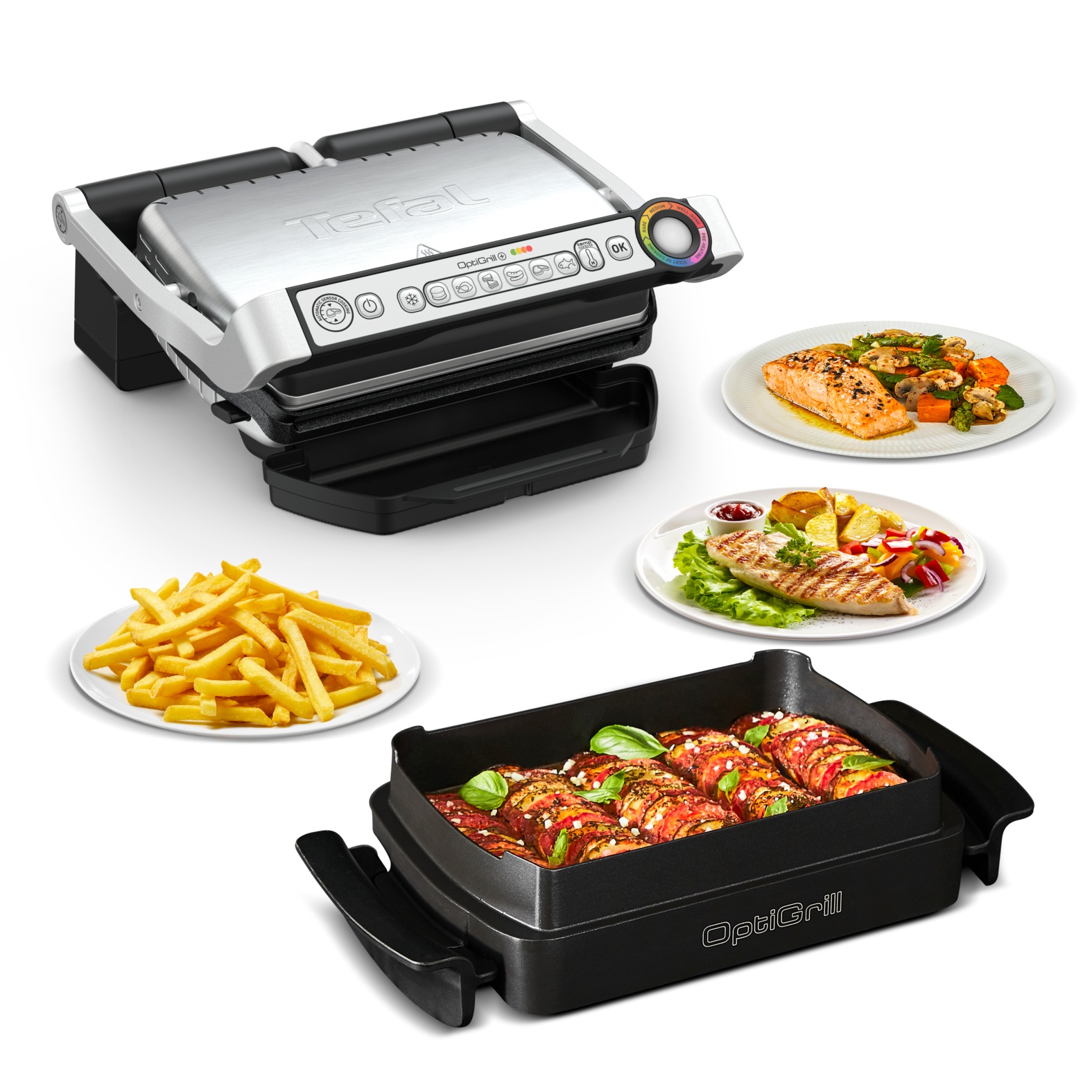 Tefal Kontaktgrill »GC714D OptiGrill« 2000 W + inkl. Snacking & Baking Zube günstig online kaufen