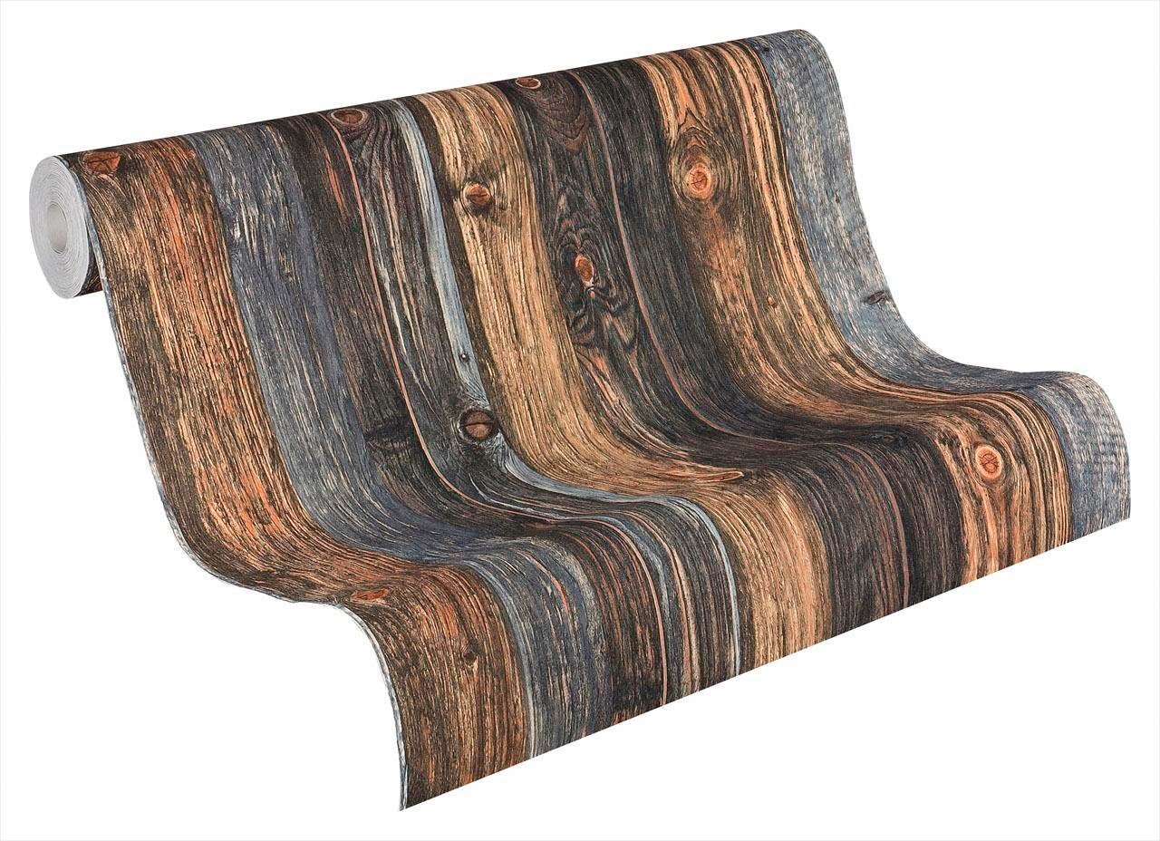 living walls Vliestapete »Best of Wood`n Stone 2nd Edition«, Holz-realistisch-gestreift, Holztapete Tapete Holzoptik Tapeten Wohnzimmer Flur Design Wandtapete