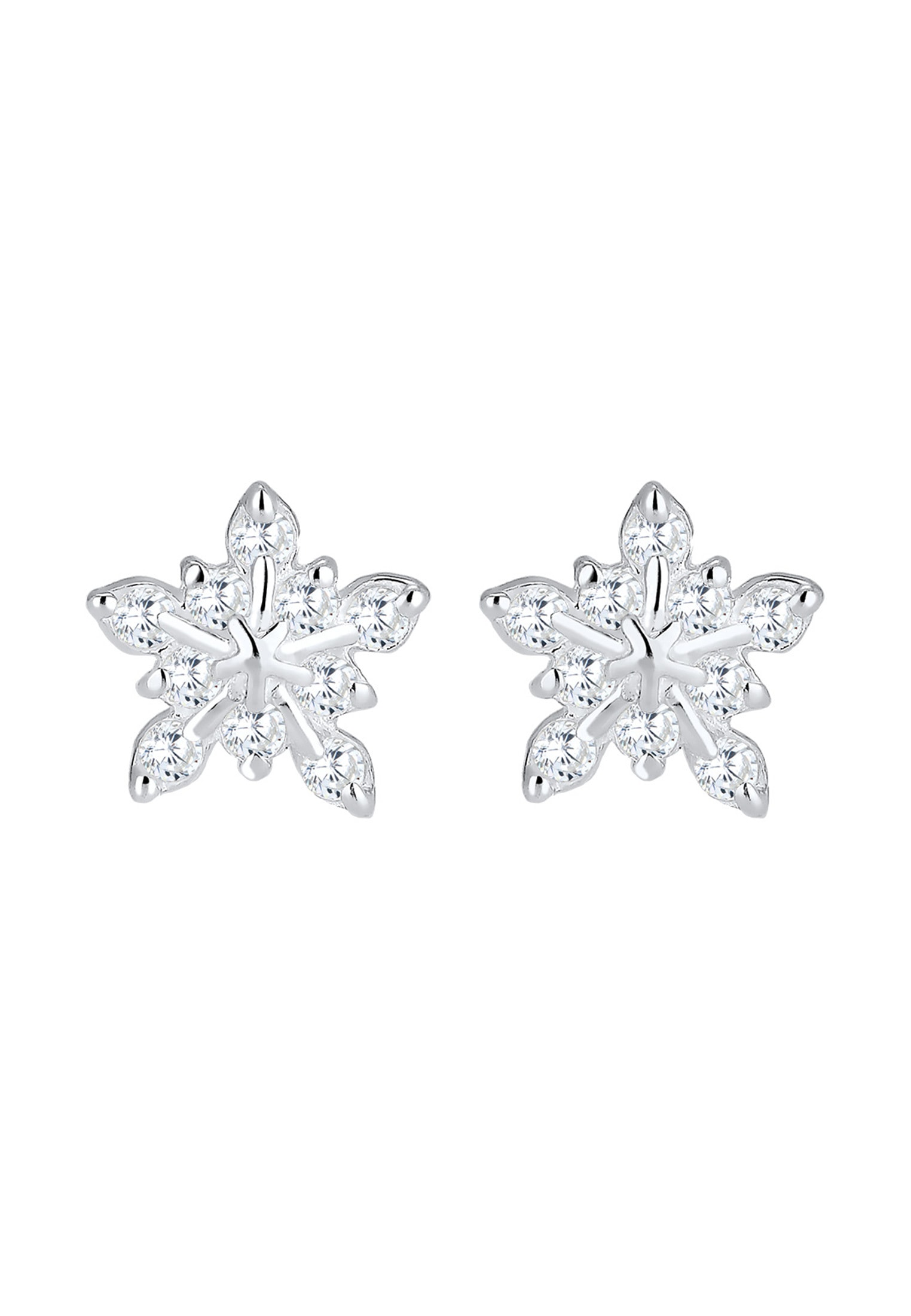Elli Paar Ohrstecker »Schneeflocke Winter Zirkonia 925er Sterling Silber«