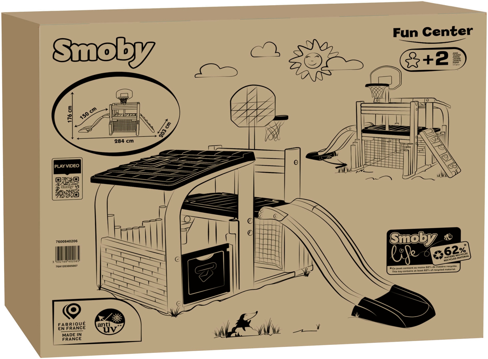 Smoby Klettergerüst »Smoby Life, Klettergerüst Fun Center«, Rutsche mit Wasseranschluss; Made in Europe