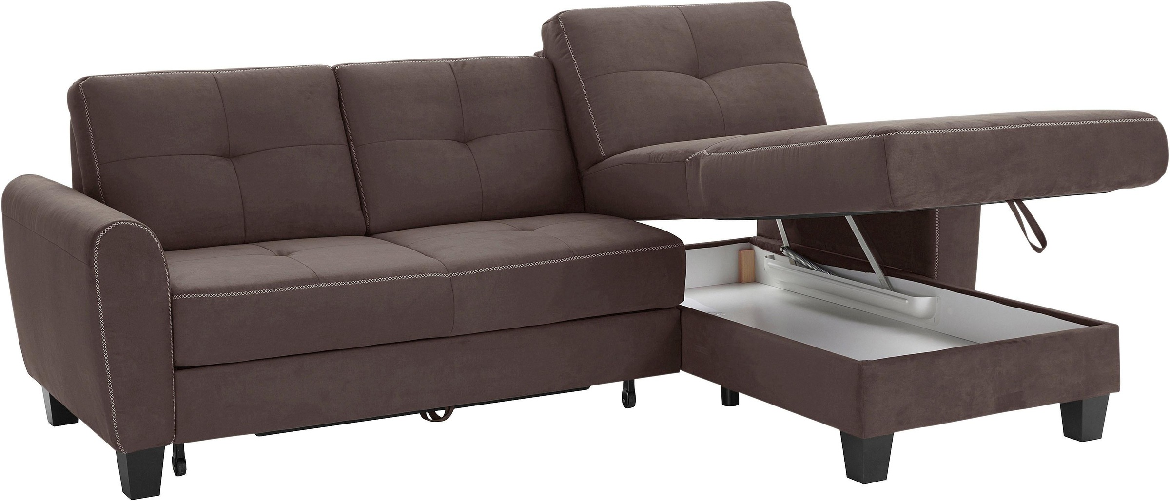 sit&more Ecksofa »Varese L-Form«, mit Federkern, wahlweise mit Bettfunktion und Stauraum