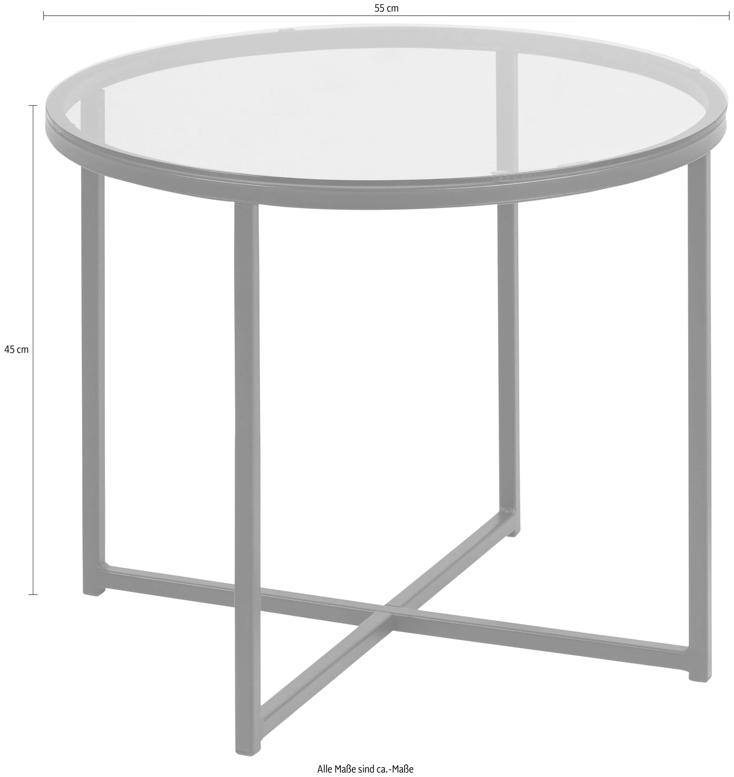 Breite Rauchglas, Couchtisch kaufen aus 55 Metallgestell, auf ACTONA Tischplatte »Conrad«, Raten GROUP cm