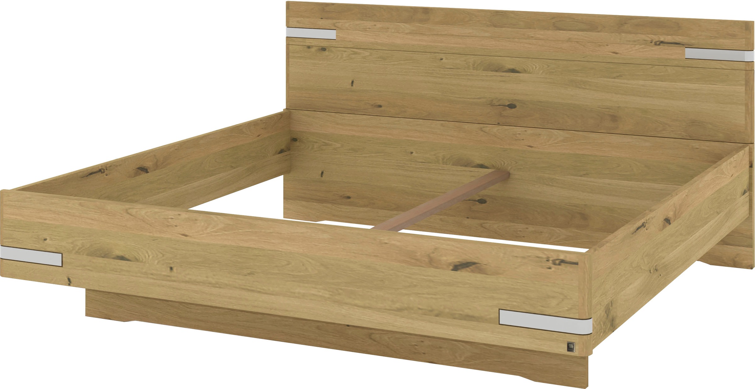 Musterring Holzbett »Savona«, (Belastbarkeit 220 Kg, 4-fache Liegehöhenverstellung, MADE IN GERMANY), Kopfteil in Bianco-Eiche massiv, Details in Chrom, verschiedene Größen