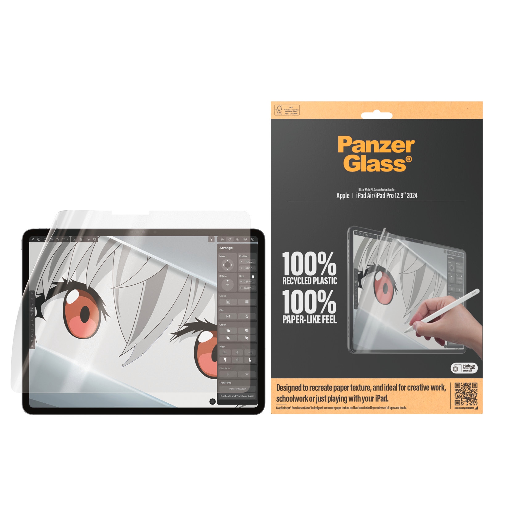 PanzerGlass Displayschutzfolie »Ultra Wide Fit GraphicPaper Screen Protector« für Apple iPad Air;Apple iPad Pro 12.9 2024 Schutzfolie, Bildschirmschutz, kratzfest, paperfeel, papierähnlich
