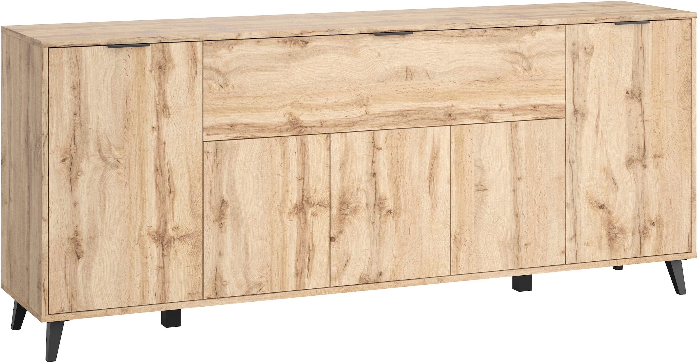 OTTO home Sideboard »Oslo, B/H/T: 180/76/39,5 cm« Push-to-open-Funktion, schwarze Metallgriffe, viel Stauraum