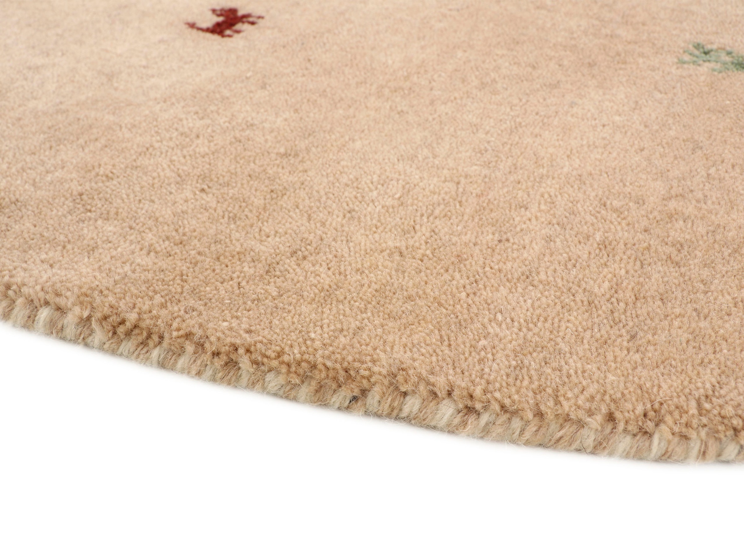 carpetfine Wollteppich »Gabbeh Uni«, rund, 15 mm Höhe, reine Wolle handgewebt, Gabbeh Tiermotiv warmes Raumklima viele Größen