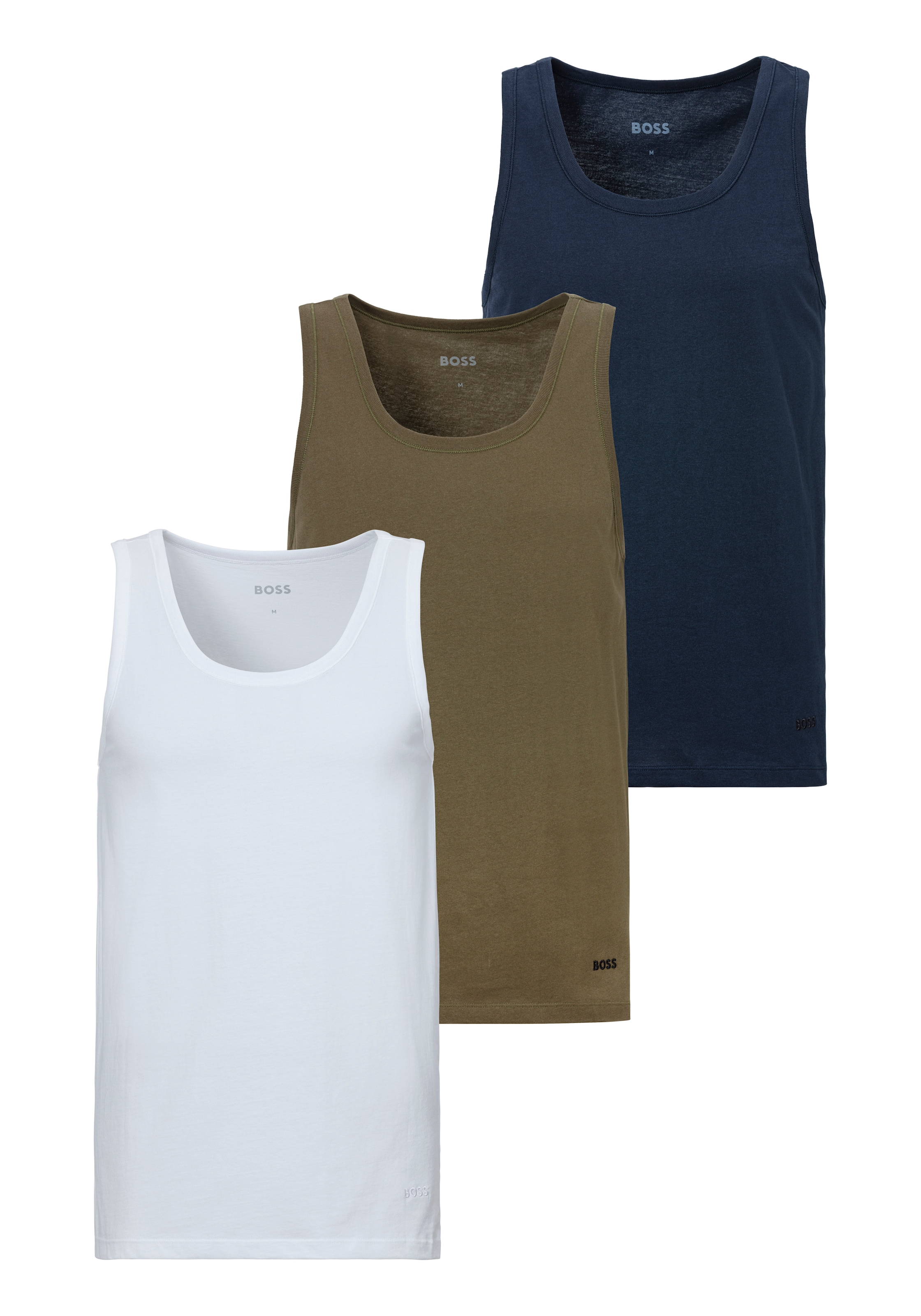 BOSS Unterhemd »Tank Top 3P CO«, (Packung, 3 St.), mit Rippbündchen