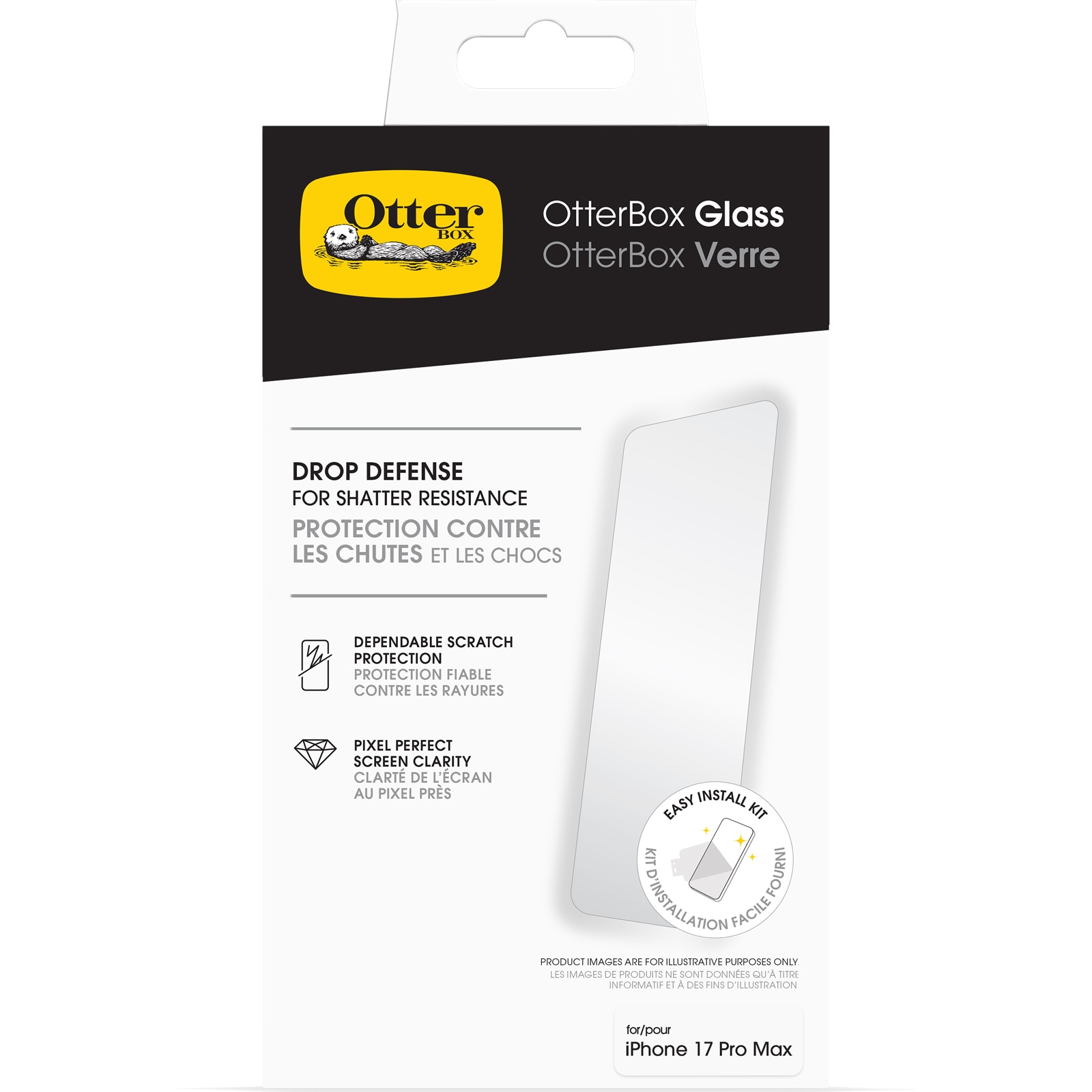 Otterbox Displayschutzglas »Glass Screen Protector«, für Apple iPhone 17 Pro Max, Displayschutzfolie, Schutzfolie, Bildschirmschutz, kratz- & stoßfest
