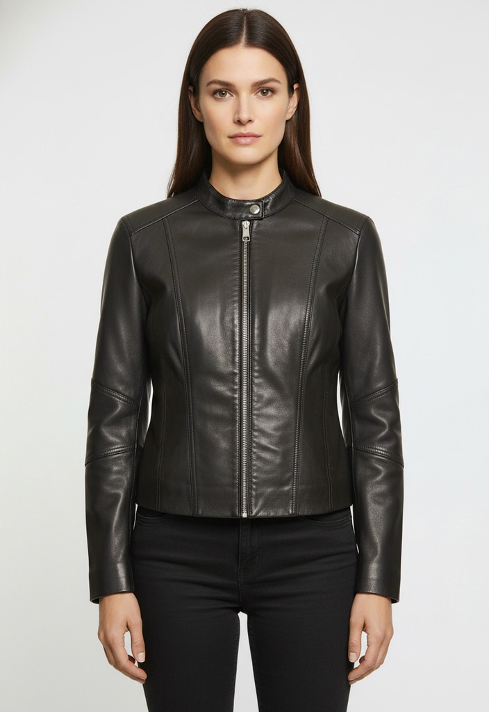 BOSS ORANGE Lederjacke »Saleste Premium Damenmode« aus fein genarbtem Leder Black 001 34