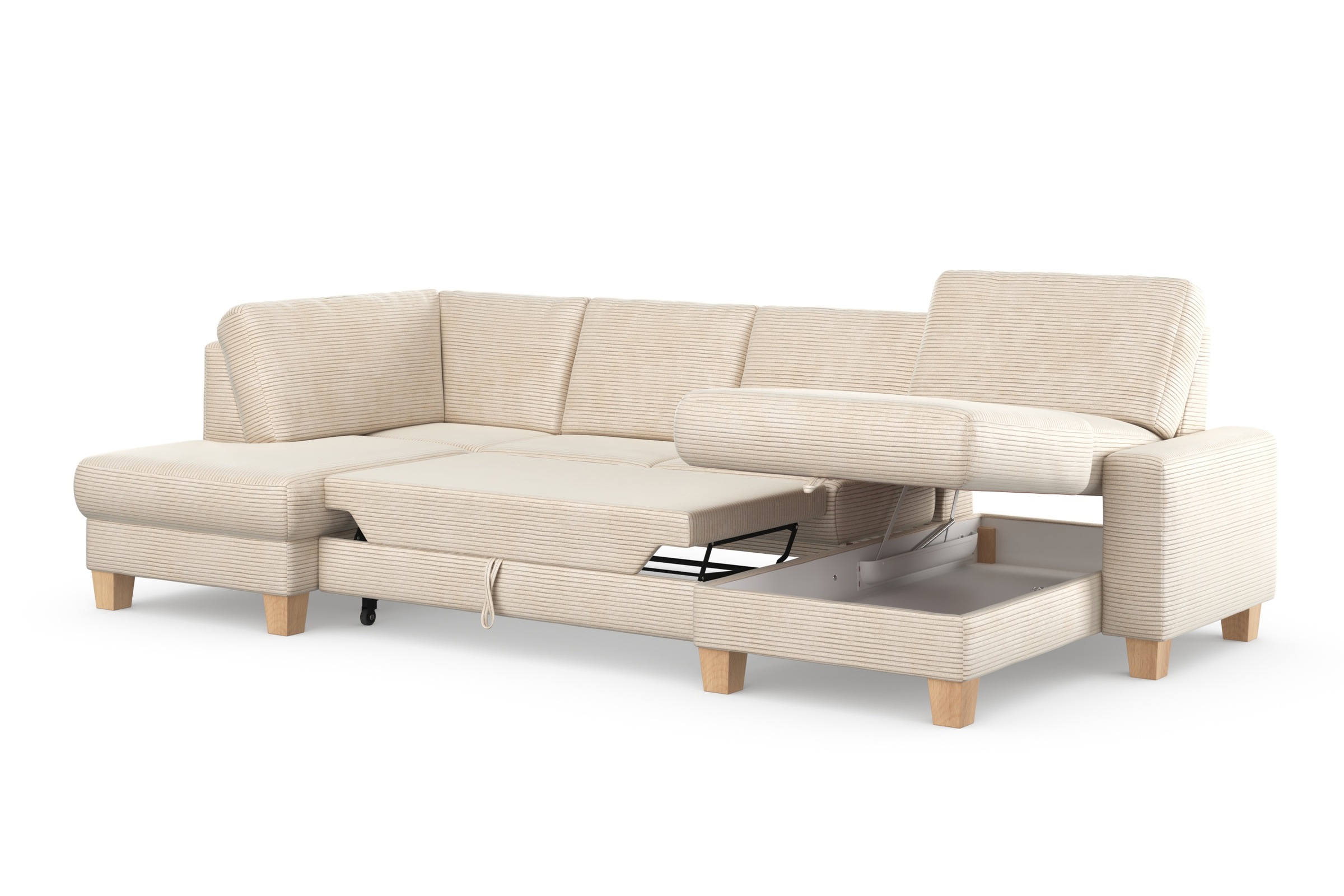 Home affaire Wohnlandschaft »Summer U-Form«, mit oder ohne Bettfunktion und Bettkasten, Cord-Bezug