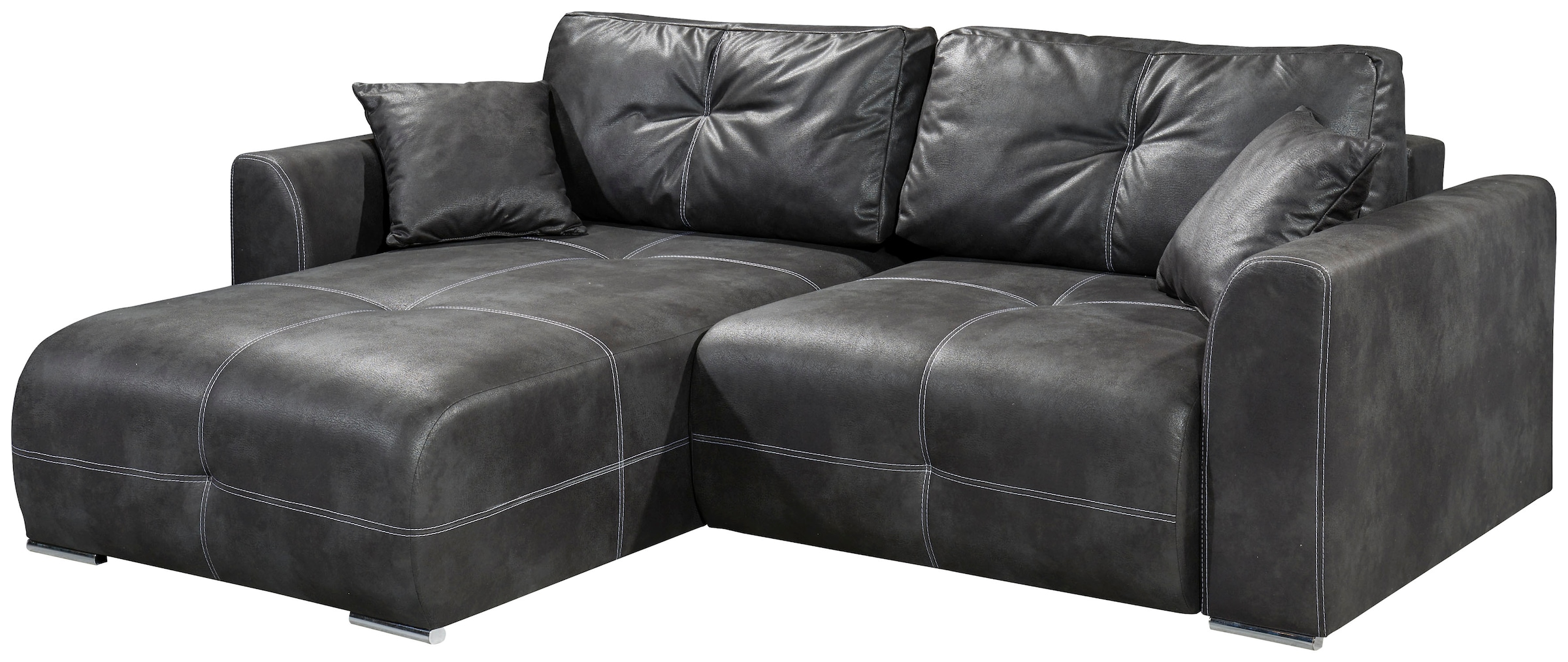 ED EXCITING DESIGN Ecksofa »Dolan L-Form« mit Bettfunktion, Bettkasten & 2 Zierkissen