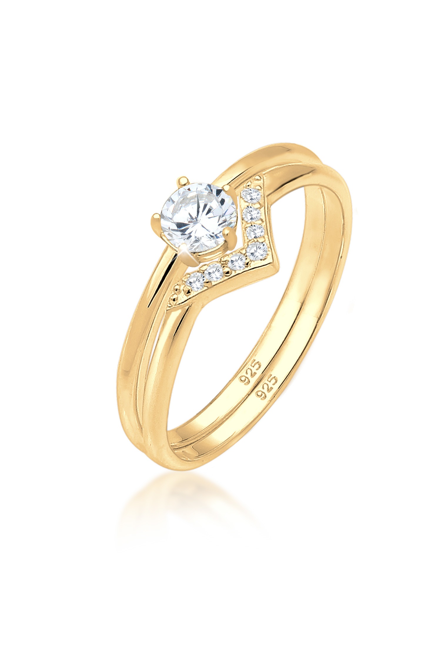 Bild von Elli Verlobungsring »Set Solitär Dreieck Zirkonia 925 Sterling Silber«