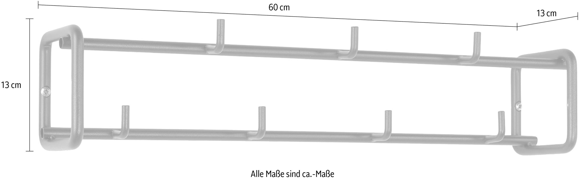 Spinder Design Garderobenleiste »CLINT 1«, (1 St.), Schlanke, minimalistische Wandgarderobe va Stahl mit 8 Haken