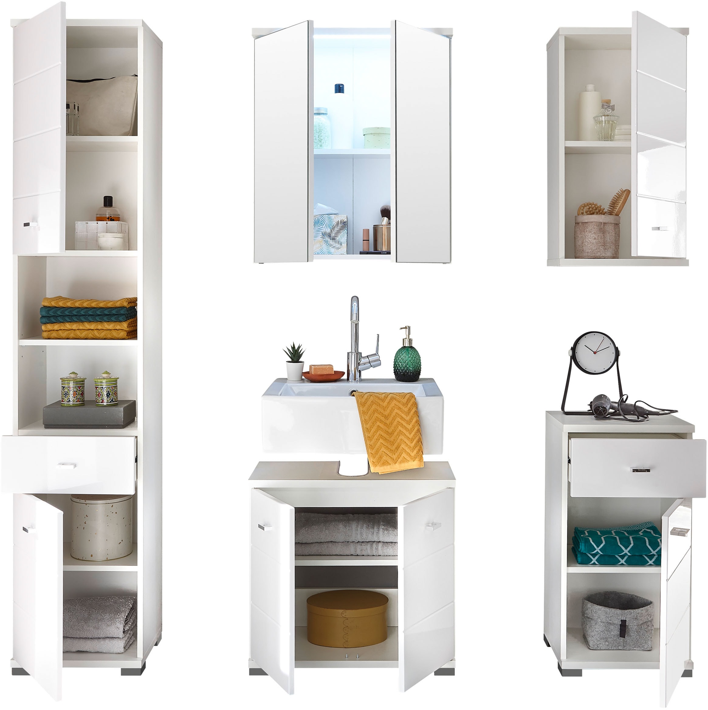 BASIC by Balculina Spiegelschrank »Pool, Badezimmerschrank BxHxT 60x68x20« 1 Stk. tlg. Breite 60cm, Tür L/R montierbar