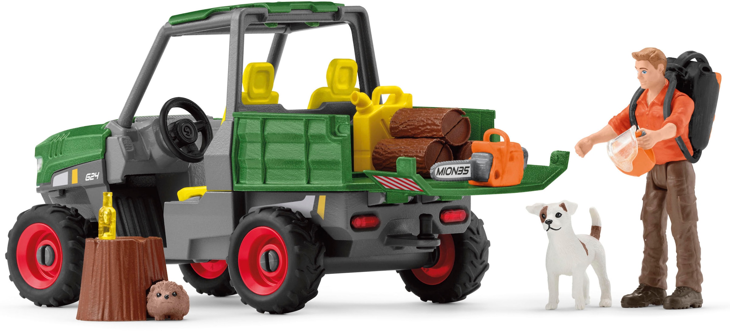 Schleich® Spielwelt »FARM WORLD, Waldbauer mit Fahrzeug (42659)«