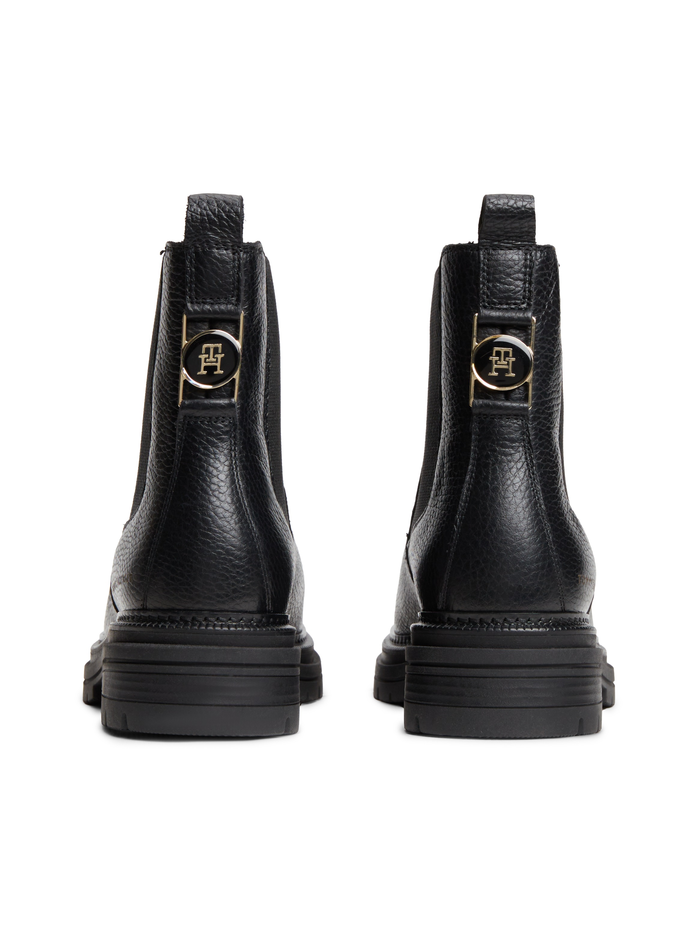 Tommy Hilfiger Chelseaboots »TH EMBOSS GRAIN LEATHER CHELSEA«  Blockabsatz, Stiefelette mit beidseitigem Stretcheinsatz
