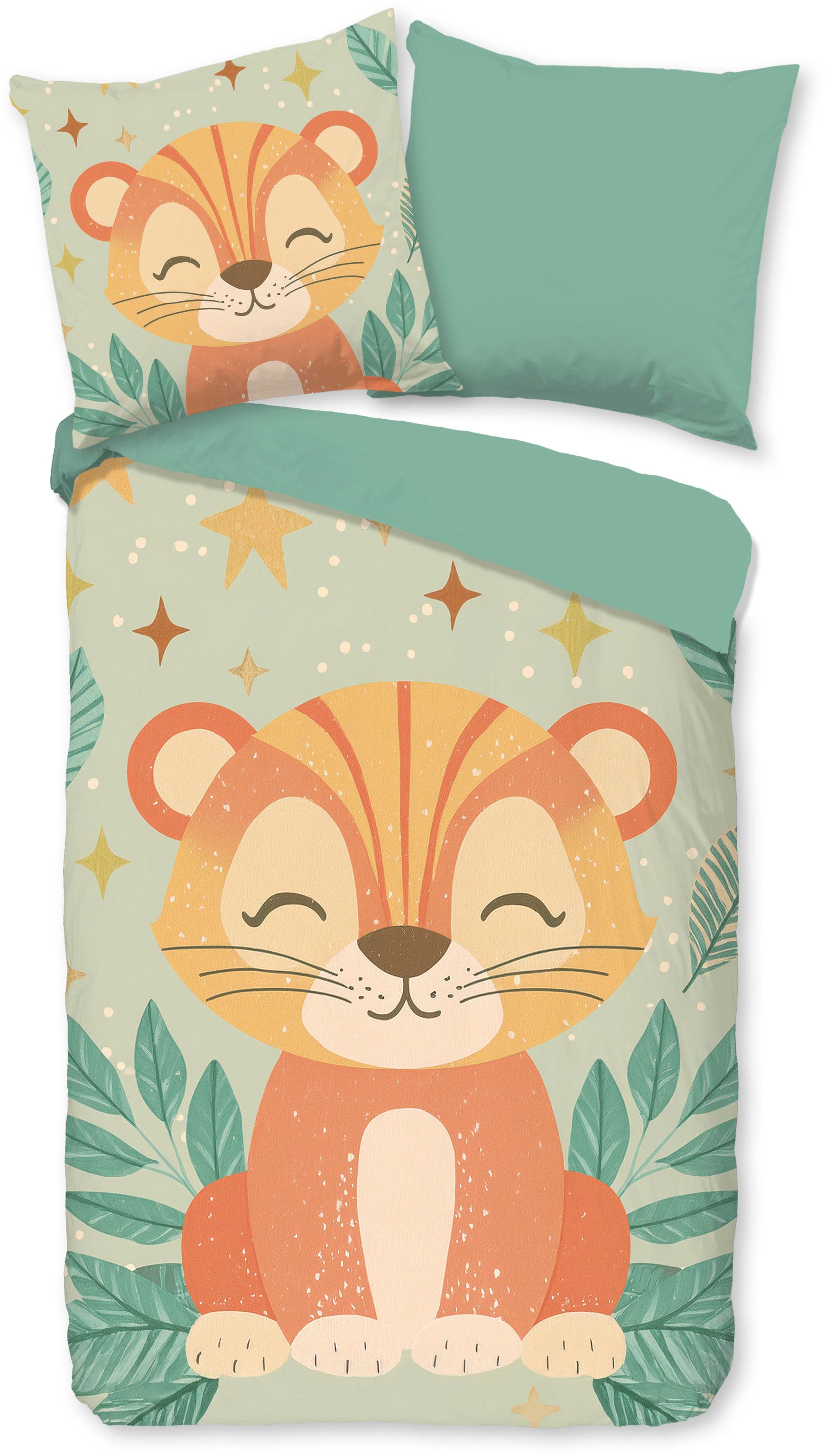 PURE luxury collection Kinderbettwäsche »Thijn« 2 Stk. tlg. Mikrofaser, 135x200, 2 Teilig, Wendeoptik, Kind, Junge, Löwe