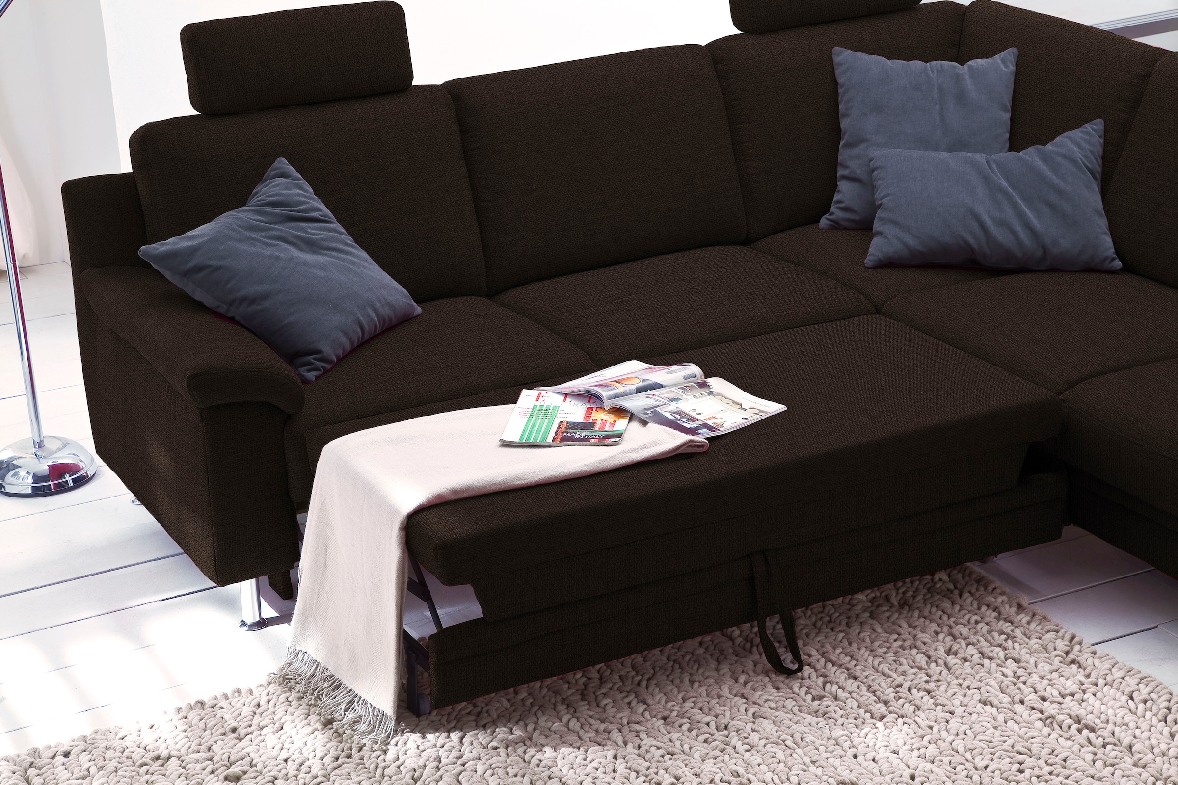 3C Carina Ecksofa »Korfu L-Form«, incl.- 1 Kopfstütze, wahlweise mit Schlafunktion und Stauraum