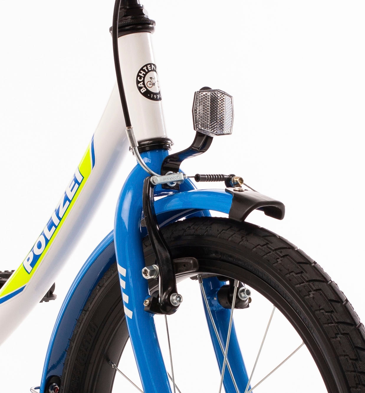 Bachtenkirch Kinderfahrrad »Kinderfahrrad "POLIZEI" kristall-weiß/blau/neon«, 1 Gang, ohne Schaltung