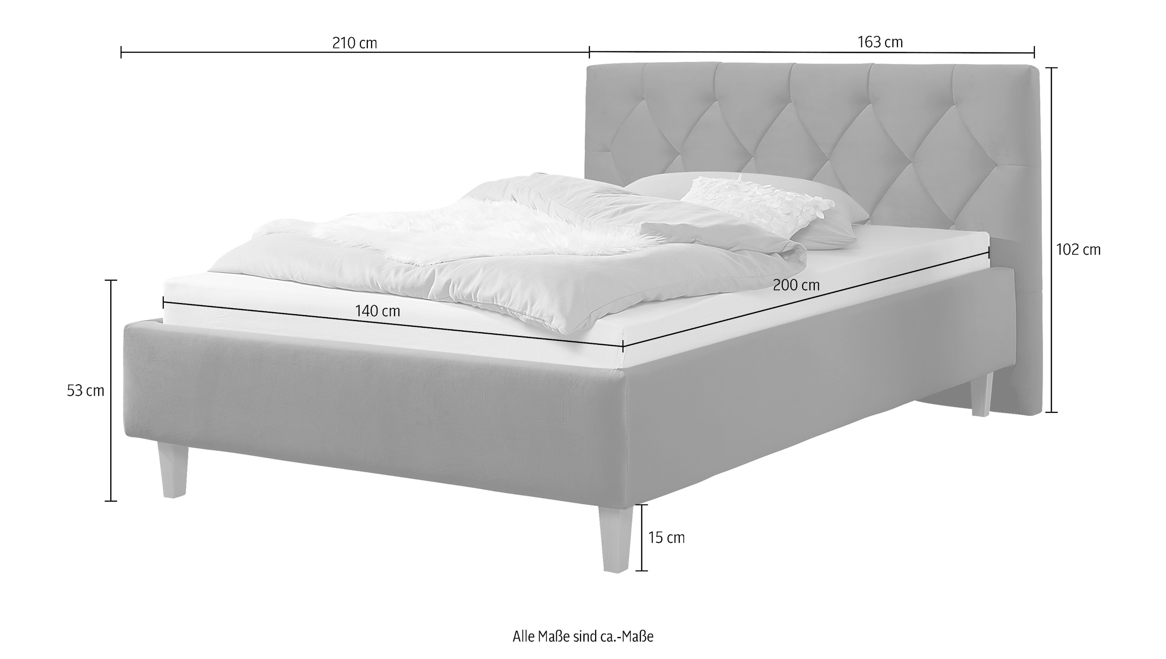 Guido Maria Kretschmer Home&Living Polsterbett »Sunley 100«, Kreuzsteppung, Kopfteilhöhe 102 cm, ohne oder mit Matratze/Lattenrost