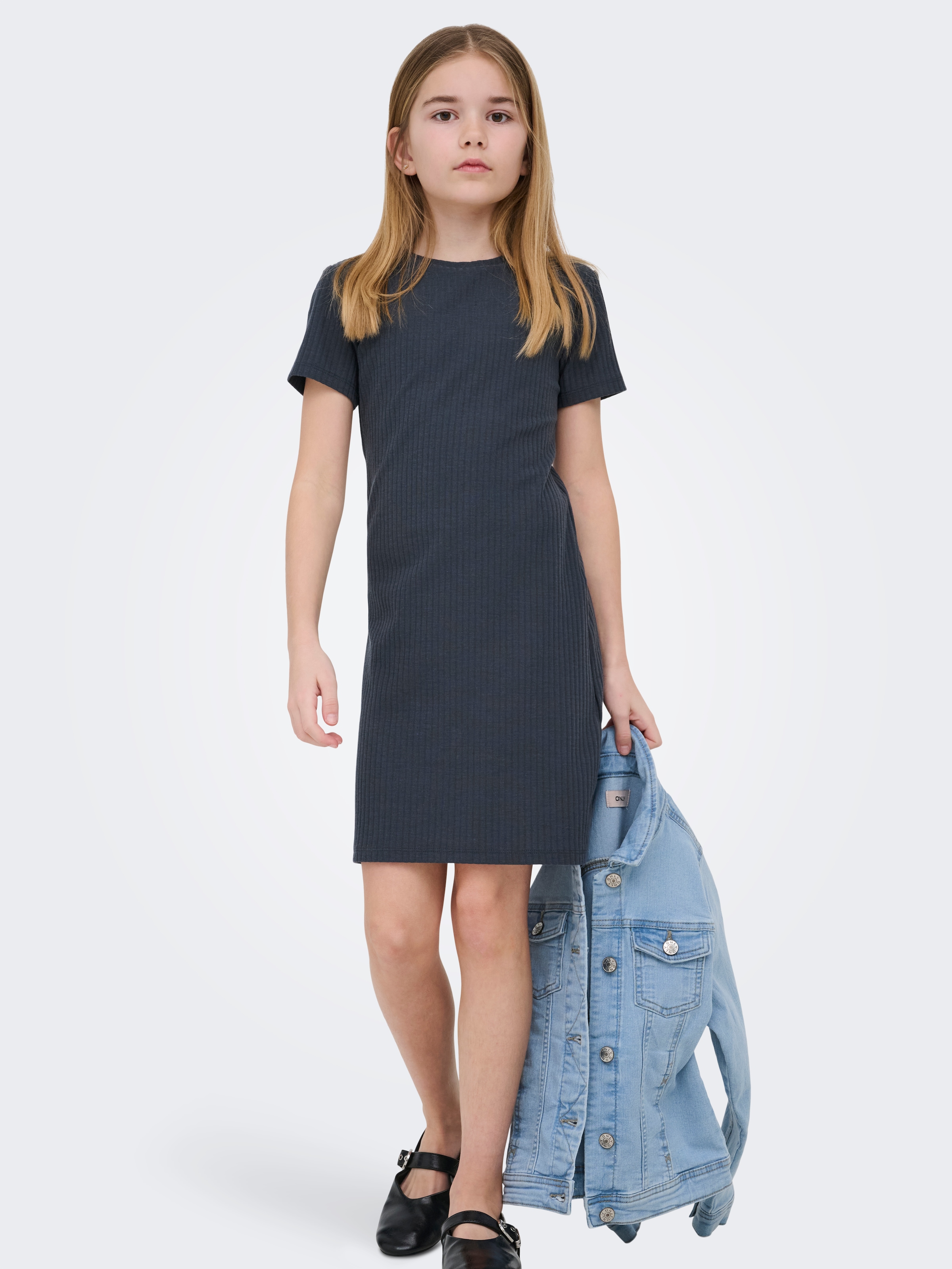 KIDS ONLY Strickkleid »KOGNELLA S/S DRESS VD JRS« Ohne Taschen mit Rundhals-Ausschnitt und kurzem Arm