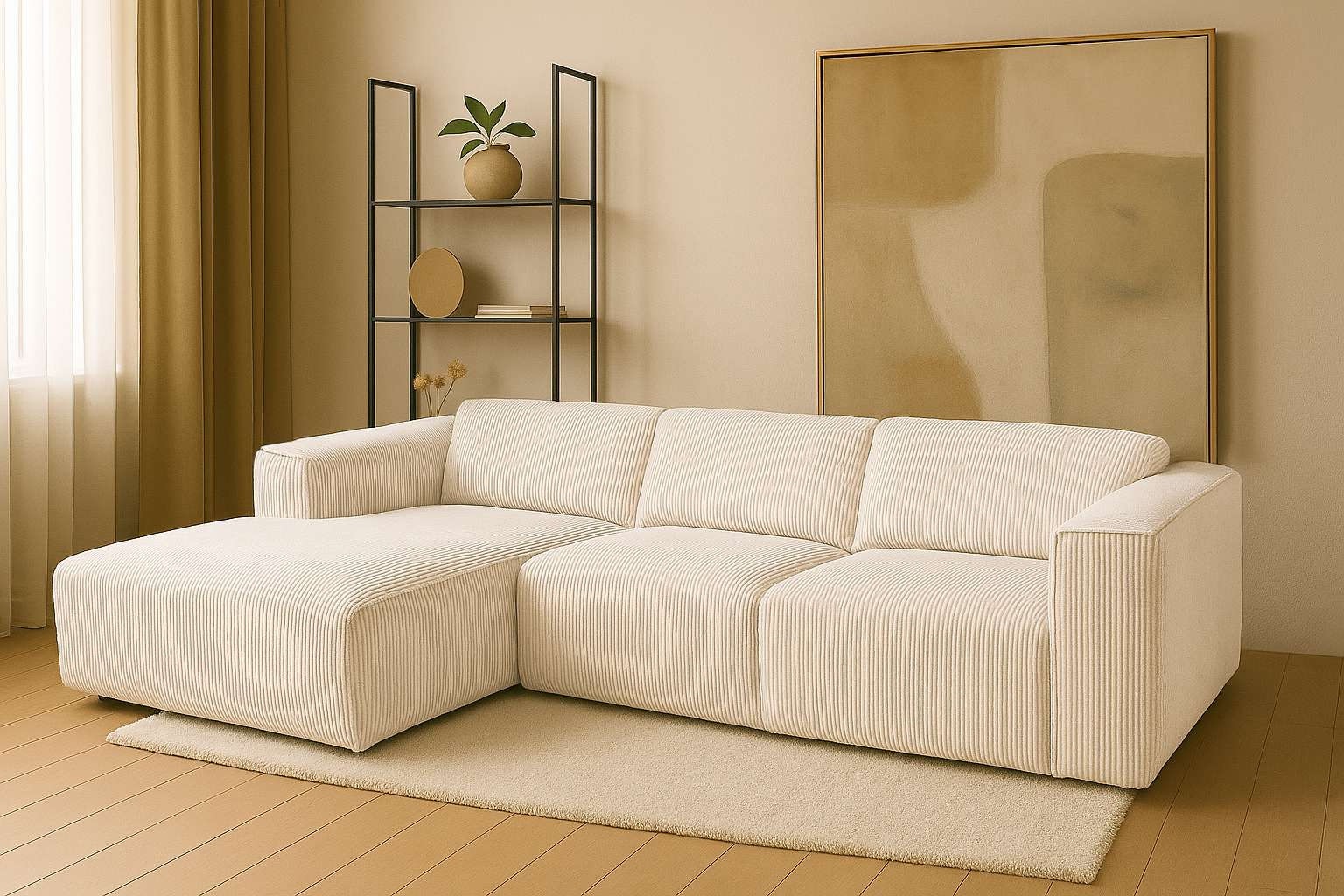andas Ecksofa »Noord mit Kedernaht, Breite 281 cm, L-Form« Cord, Struktur, günstig online kaufen