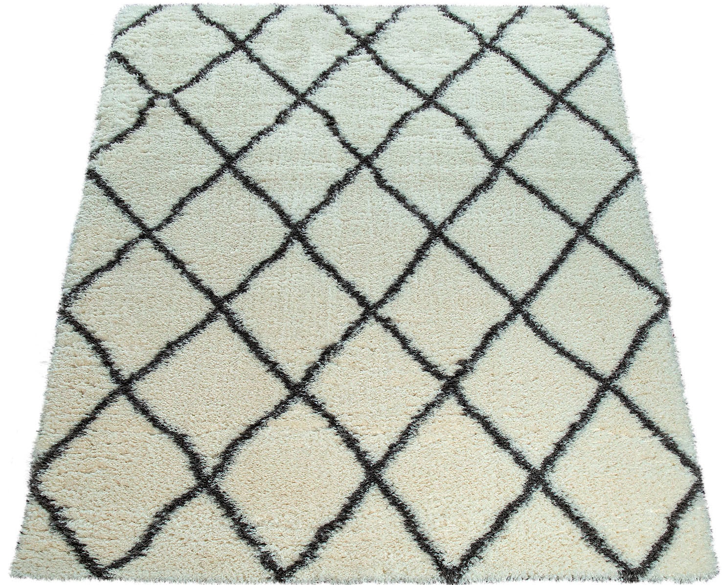 Paco Home Hochflor-Teppich »Maghreb 075«, rechteckig, 54 mm Höhe, Rauten Mu günstig online kaufen