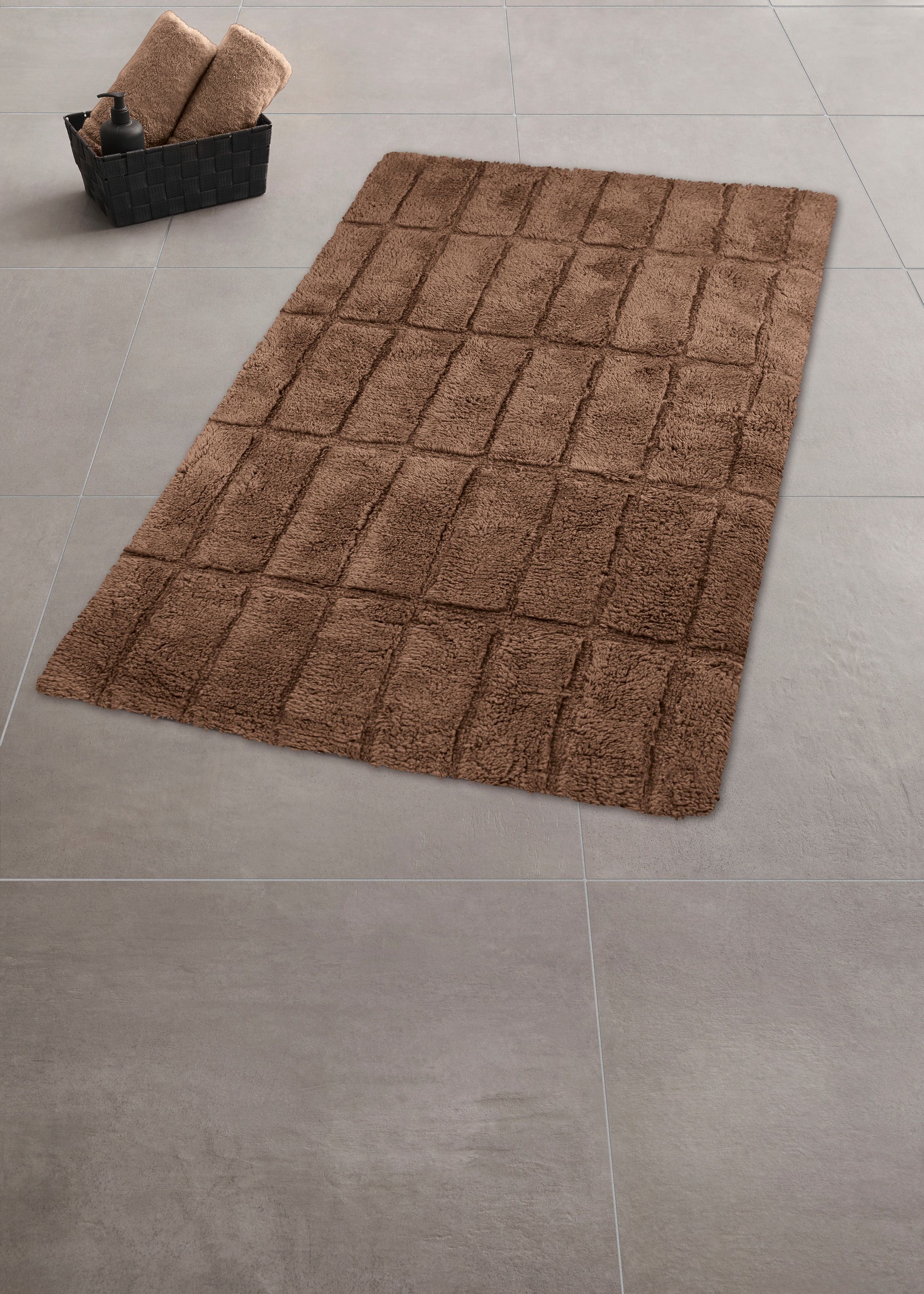 Kleine Wolke Badematte "Tiles" Höhe 13 mm rutschhemmend beschichtet fußbode günstig online kaufen