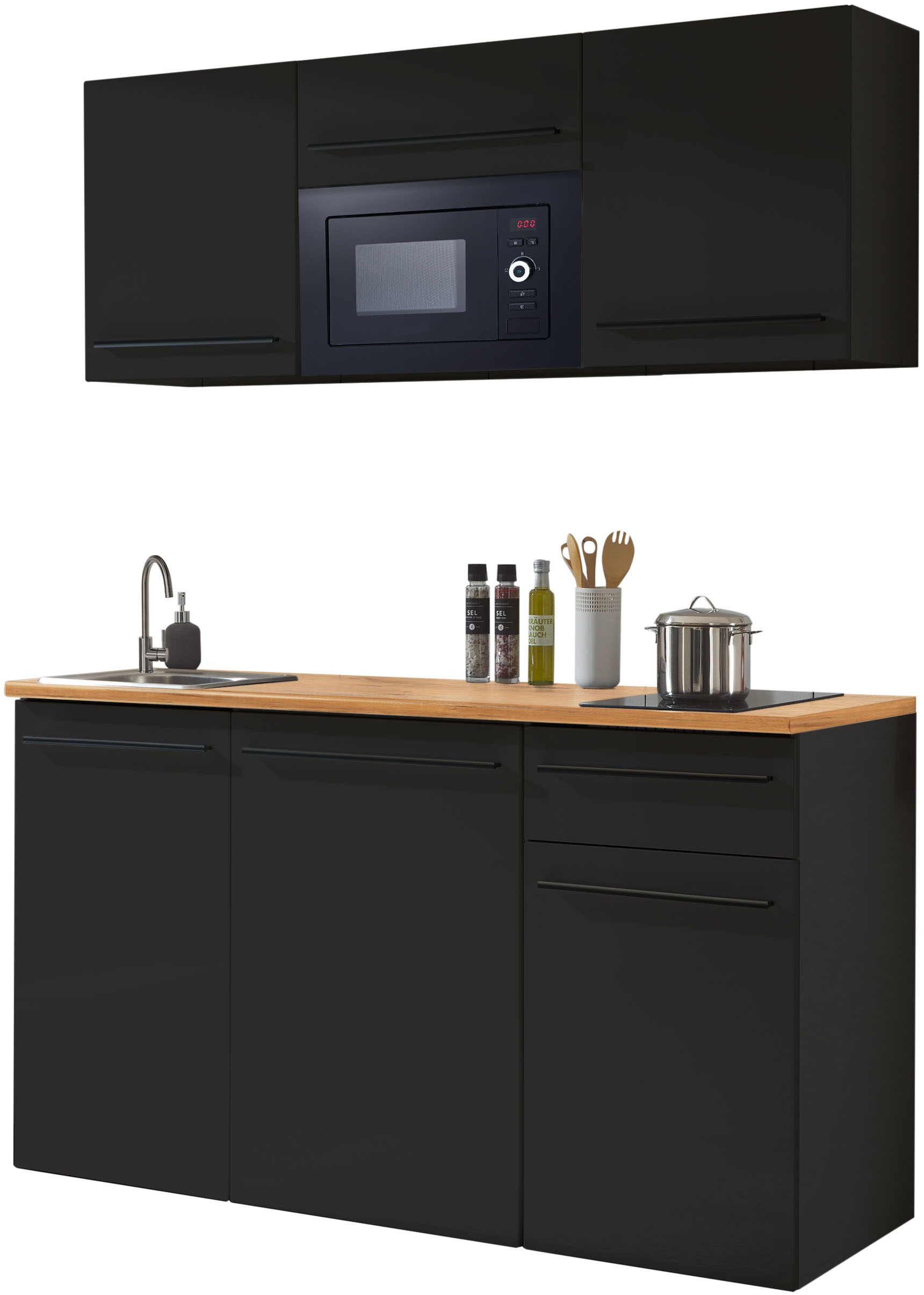 BASIC by Balculina Küchenzeile »Jazz Singleküche«, Breite 160 cm, mit und ohne Geräte lieferbar
