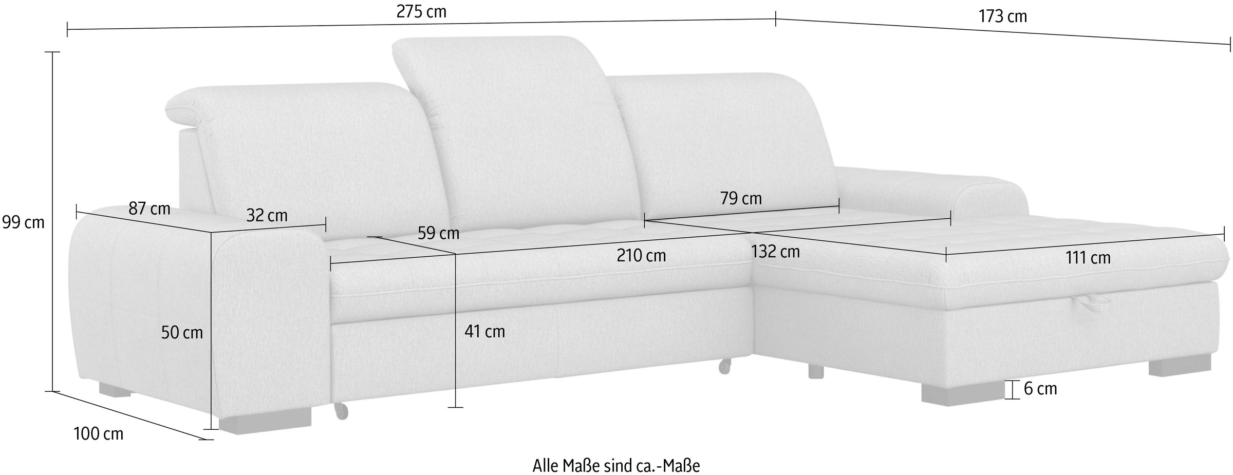 sit&more Ecksofa »Luxor L-Form«, wahlweise mit Bettfunktion, Bettkasten und Kopfteilverstellung