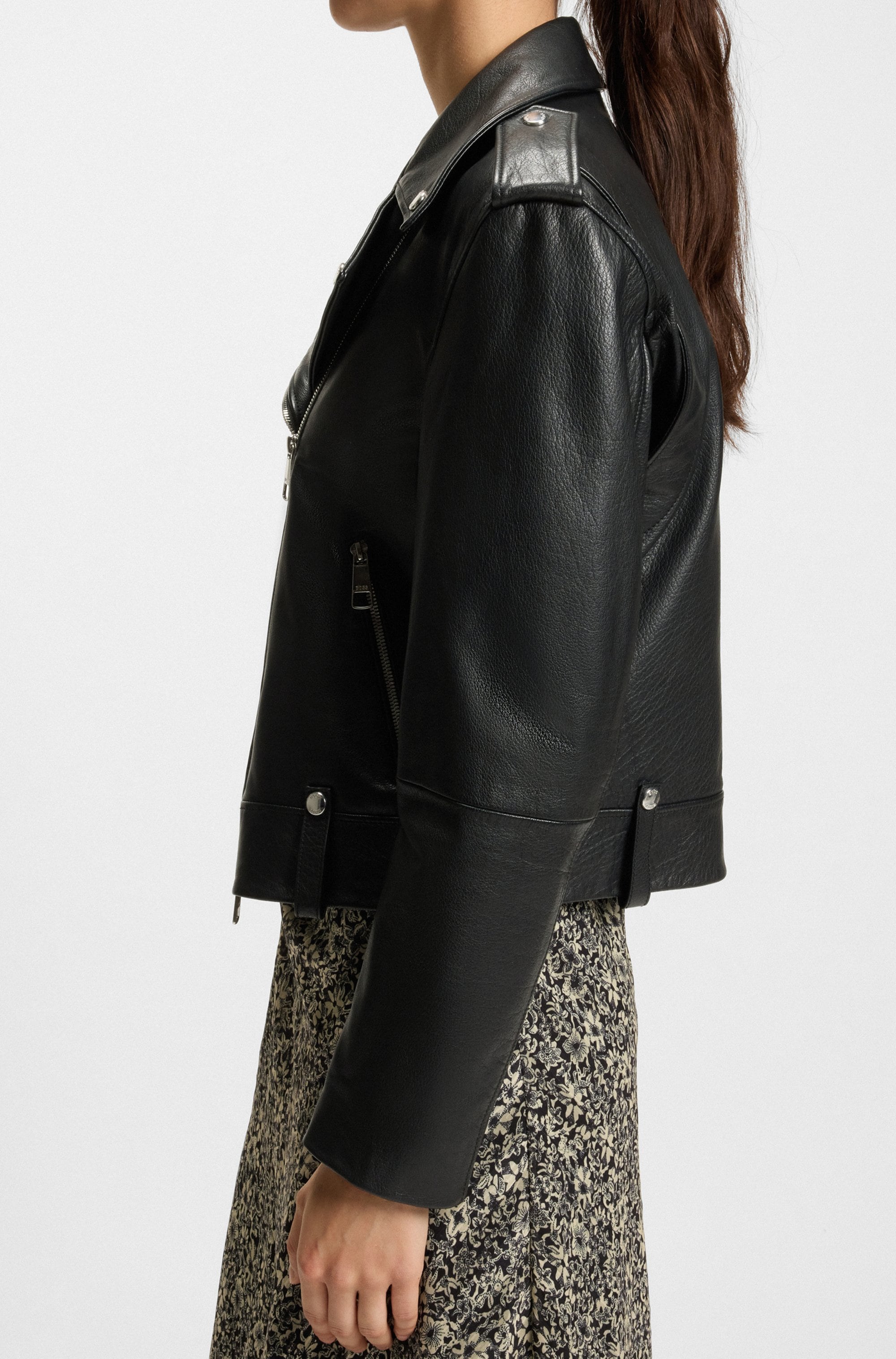 BOSS ORANGE Lederjacke »Sandy Premium Damenmode«, mit genarbter Struktur