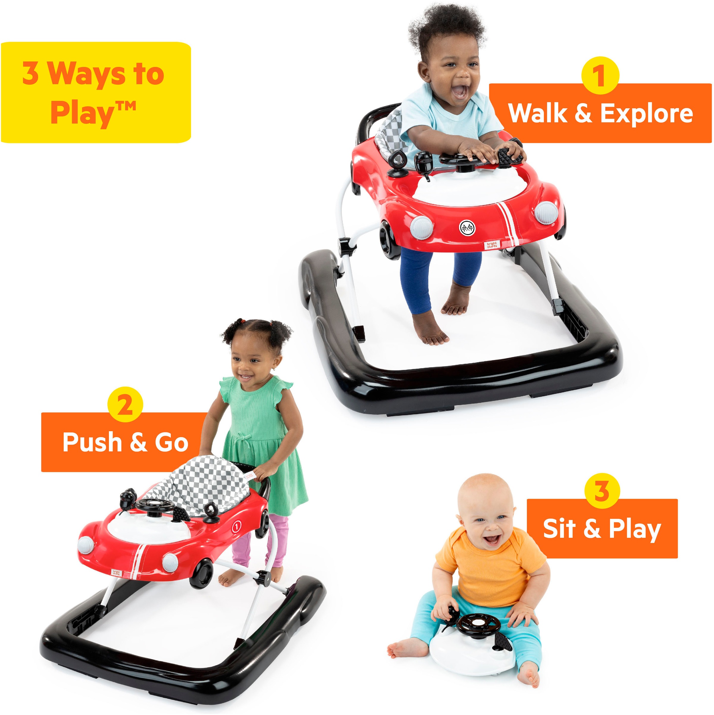 Bright Starts Lauflernhilfe »Little Speedster™ 3-in-1 Car Walker – Rot Racer«