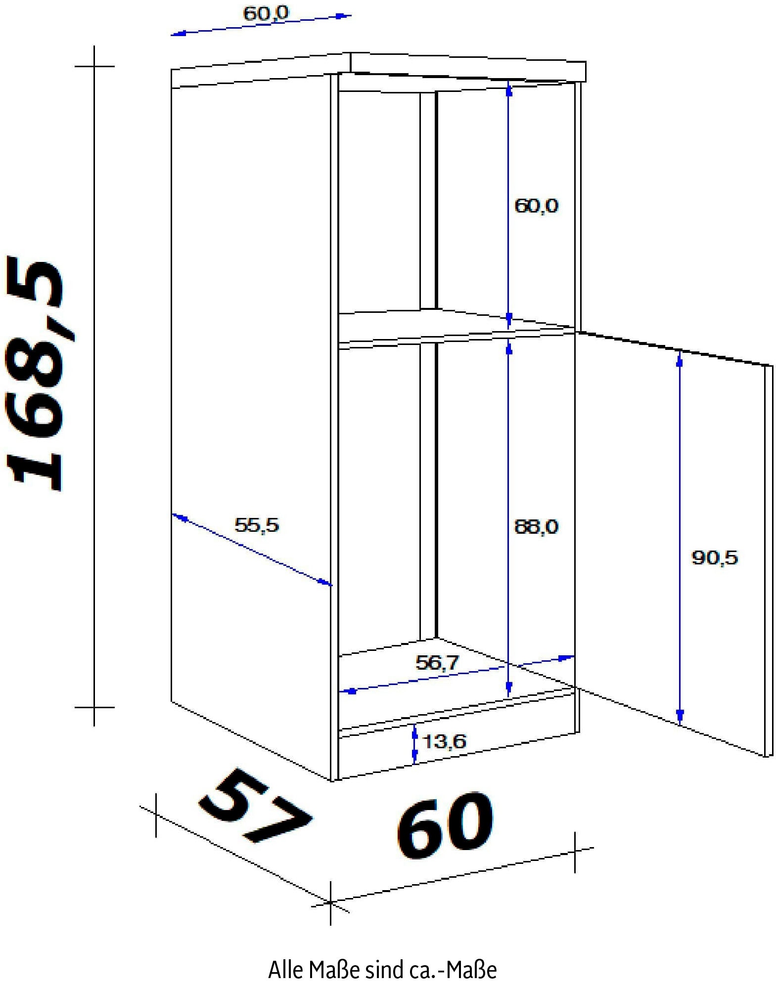 Rechnung Backofen/Kühlumbauschrank Flex-Well x H x »Vintea«, x cm, 60 (B 60 x bestellen 168,5 auf mit T) Metallgriffen
