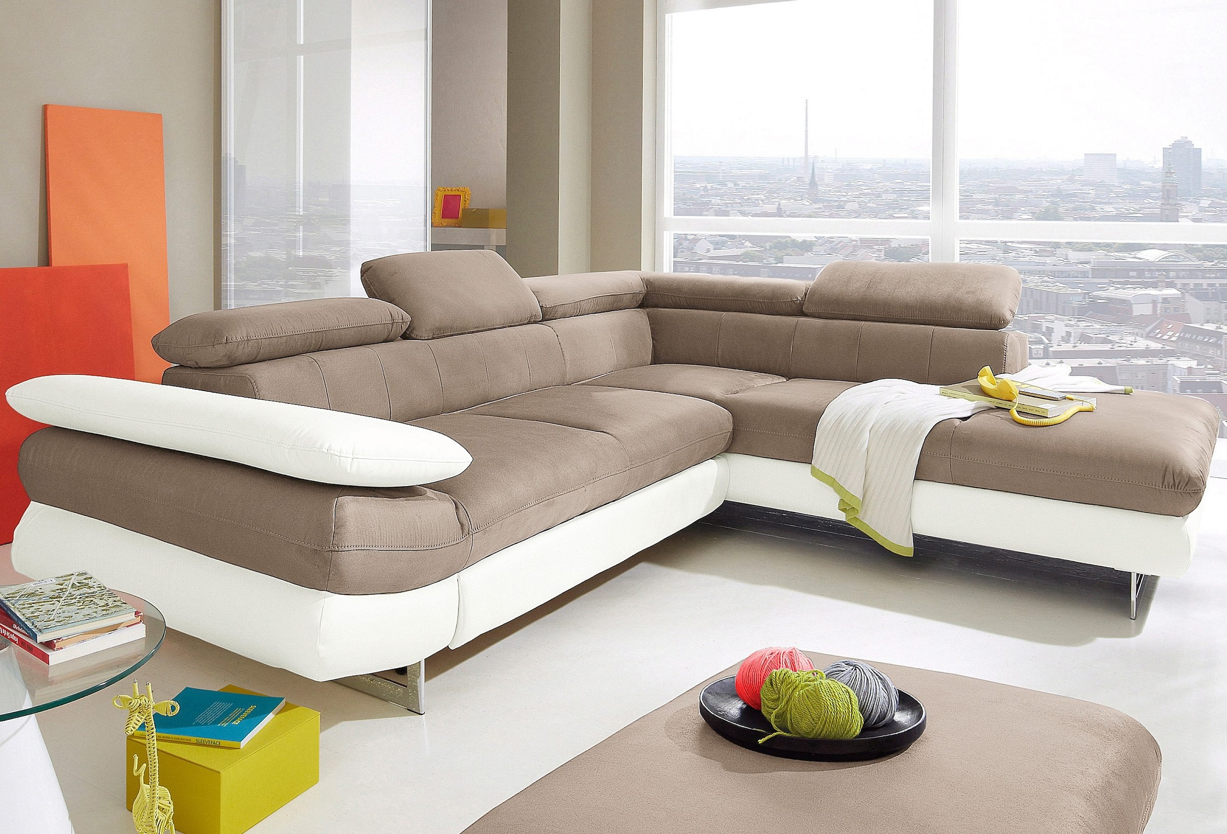 COTTA Ecksofa »Solution L-Form« mit Arm- & Kopfteilverstellung, wahlweise m günstig online kaufen