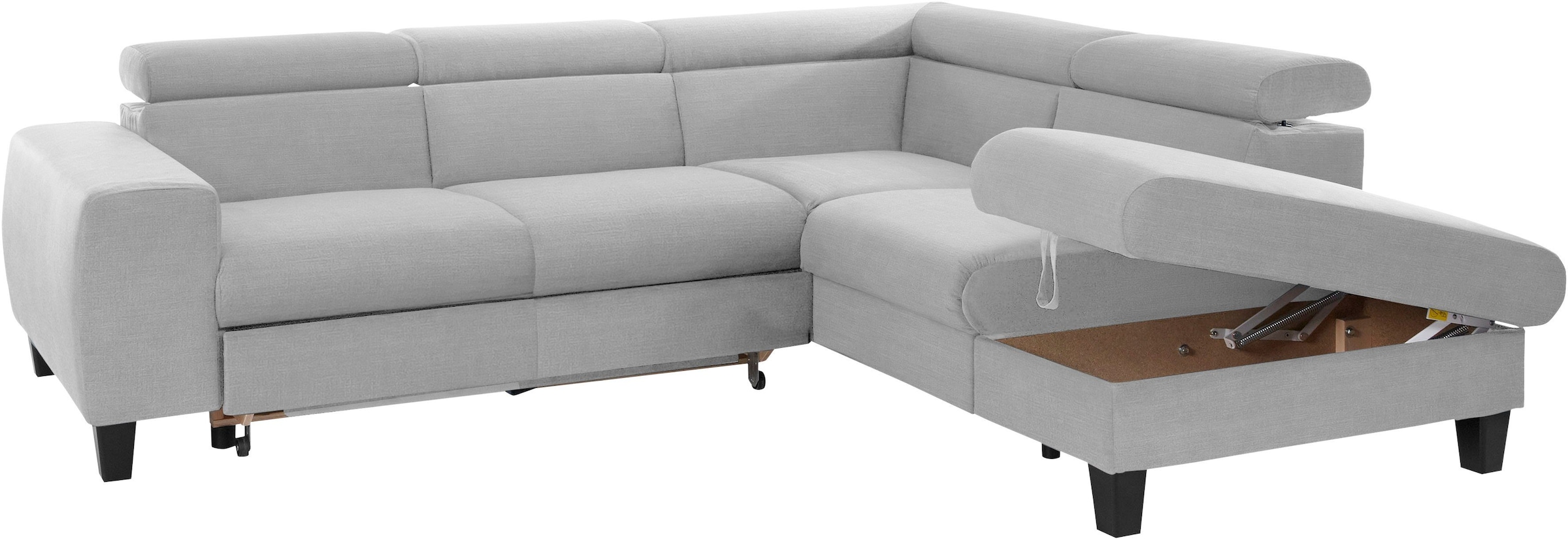 COTTA Polstergarnitur »Morven L-Form«, (Set), Set bestehend aus: Ecksofa mit Kopfteilverstellung & Hocker