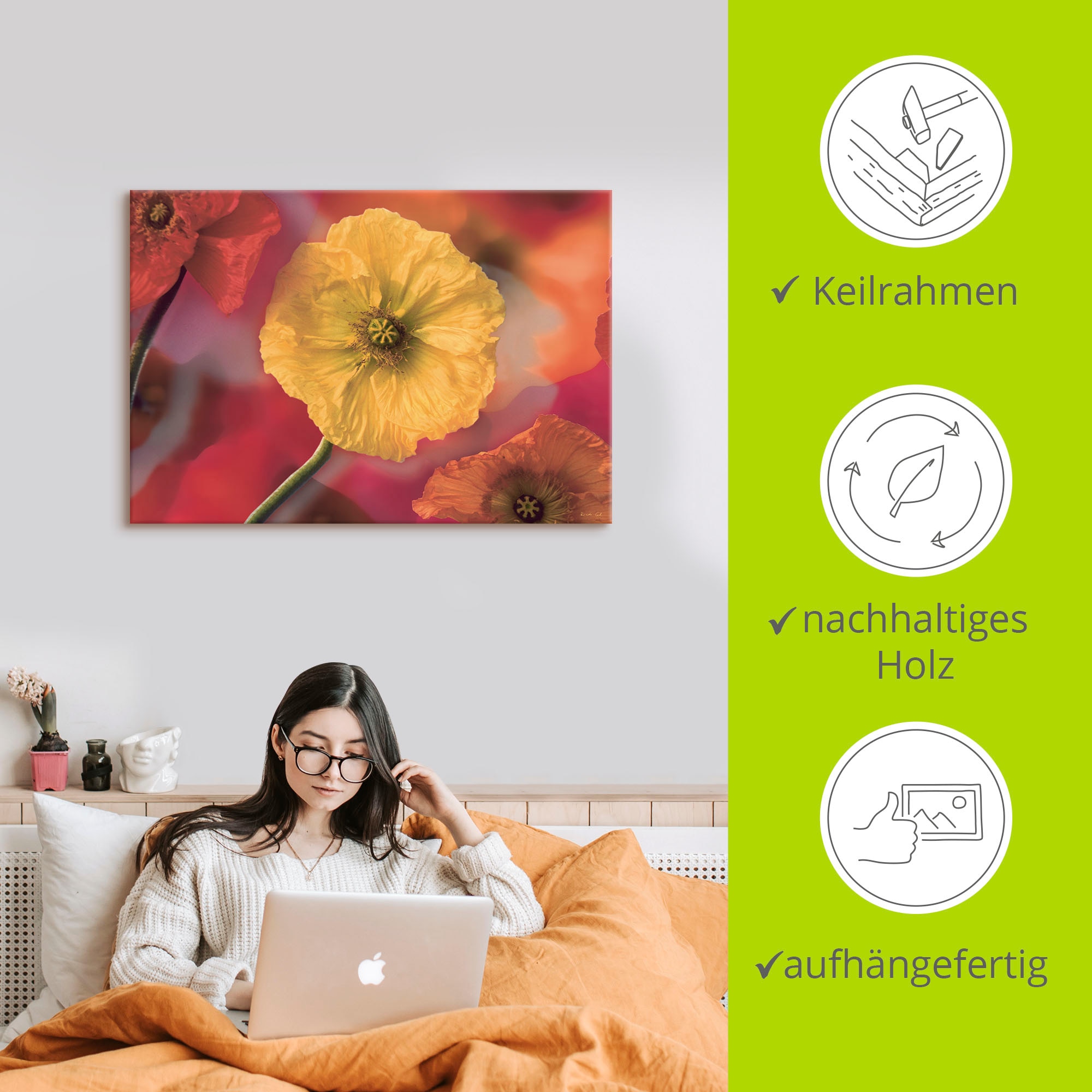 Artland Wandbild »Fotokollage Mohnblumen«, Blumenbilder, (1 St.), als Leinwandbild, Wandaufkleber in verschied. Größen