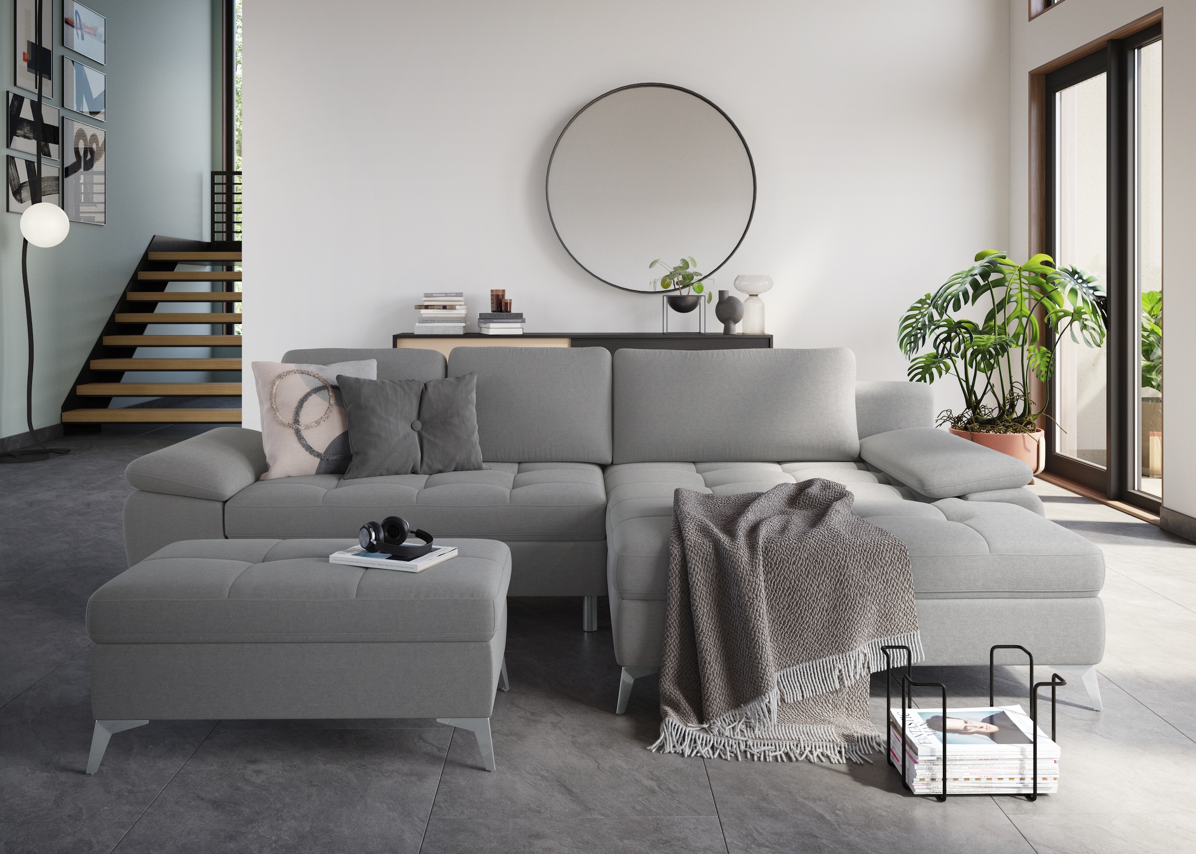 sit&more Ecksofa »Latigo L-Form«, mit Mega-Recamiere, wahlweise mit Bettfunktion und Bettkasten