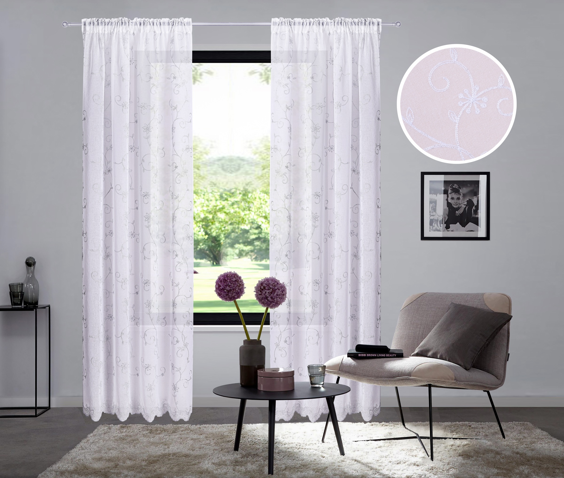 Home affaire Gardine »Bisel« Multifunktionsband 1 Stk. tlg. Transparent, Bl günstig online kaufen