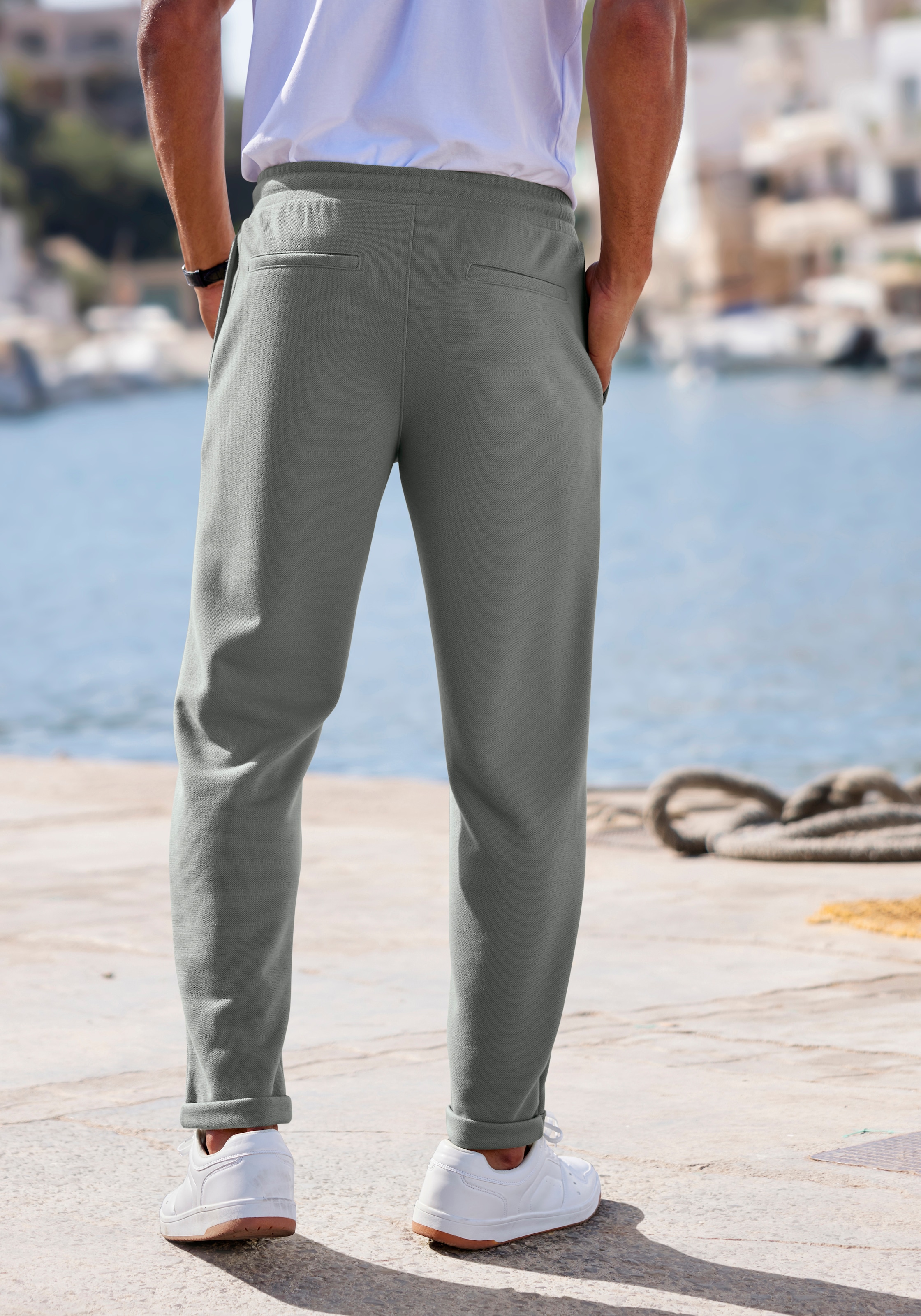 John Devin Jogger Pants »Jogg Pants, Schlupfhose«  Umschlag am Beinabschluss, aus elastischer Piqué-Qualität