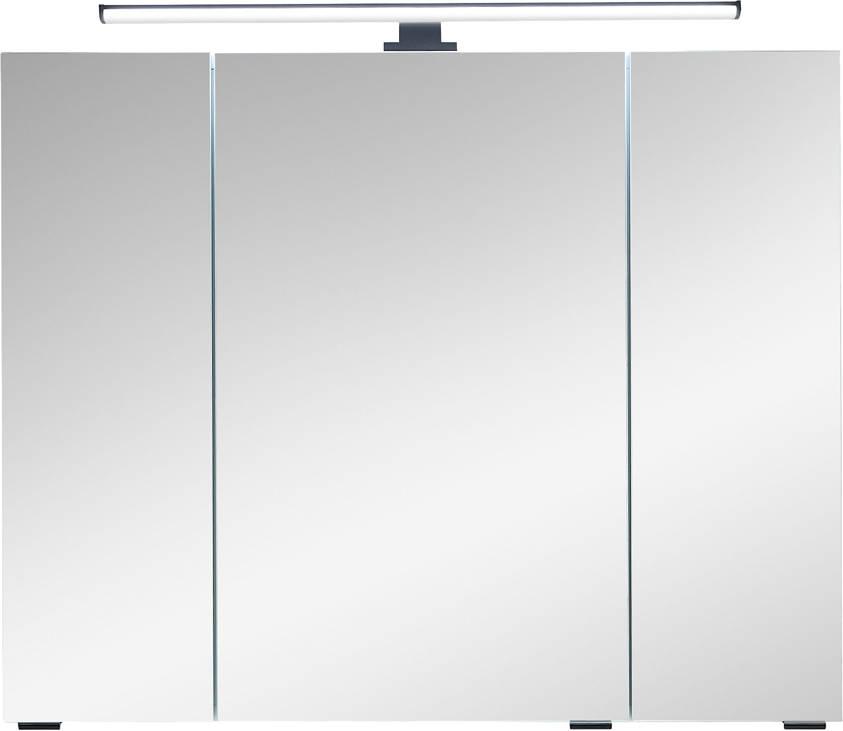 Saphir Badezimmerspiegelschrank »Quickset 500, 3 Türen, 80cm breit, LED-Aufsatzleuchte« inkl. Schalter und Steckdose