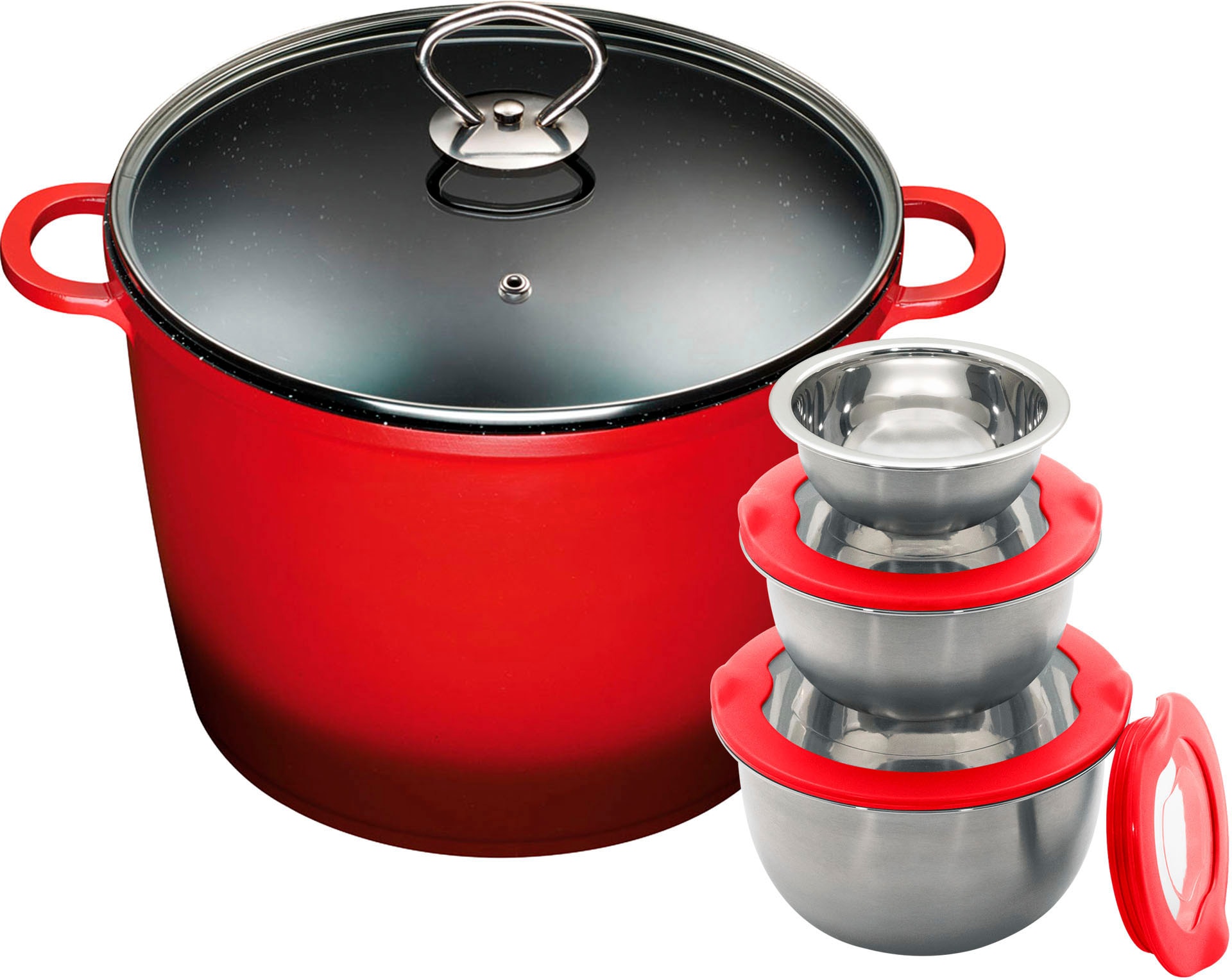 KING Kochtopf »XXL, Ø 24 cm« Set, 3 Schüsseln mit Deckeln: Ø17.5 Ø14.5 Ø12c günstig online kaufen